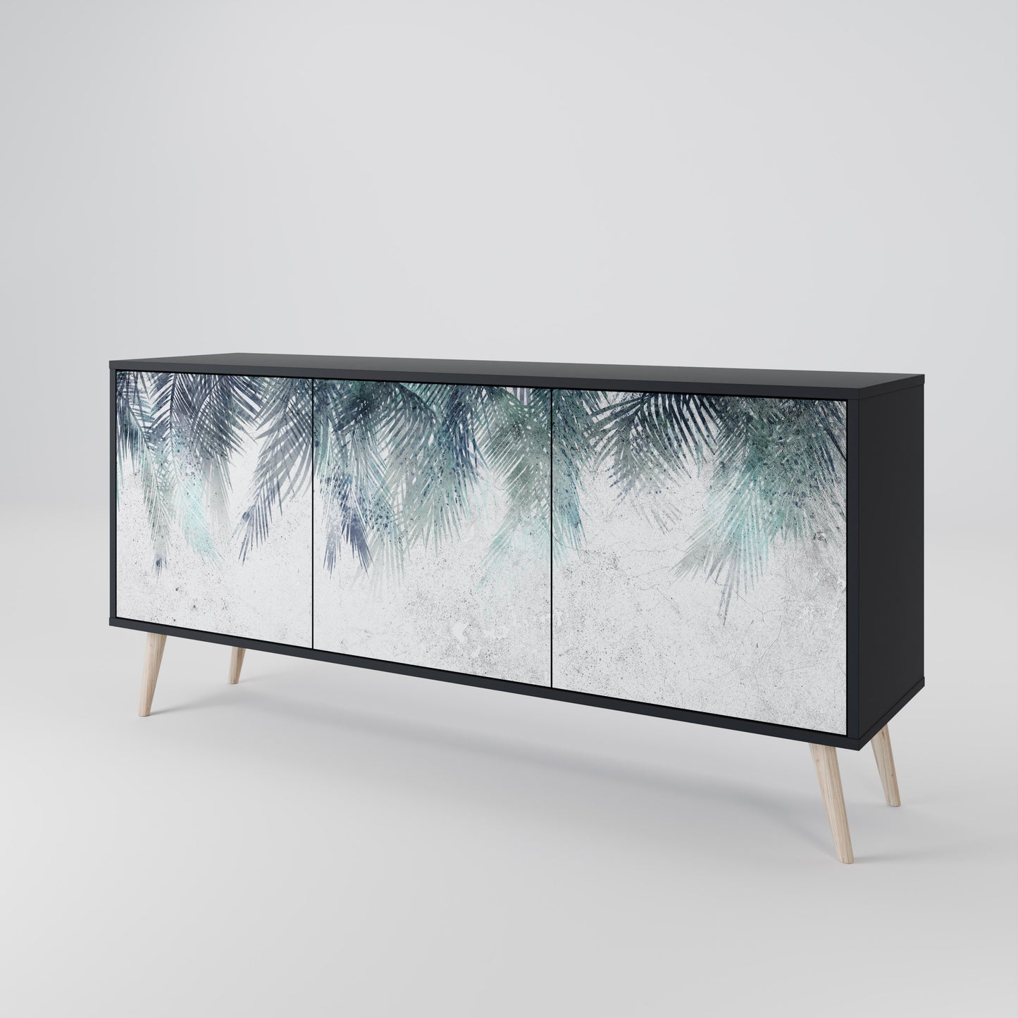 PALM VEIL 3-dörrars skänk i svart finish