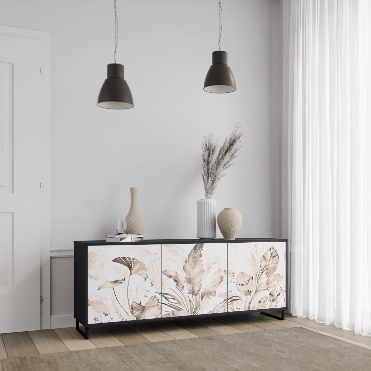 WILD TENDRNESS 3-Dörrars skänk i svart finish