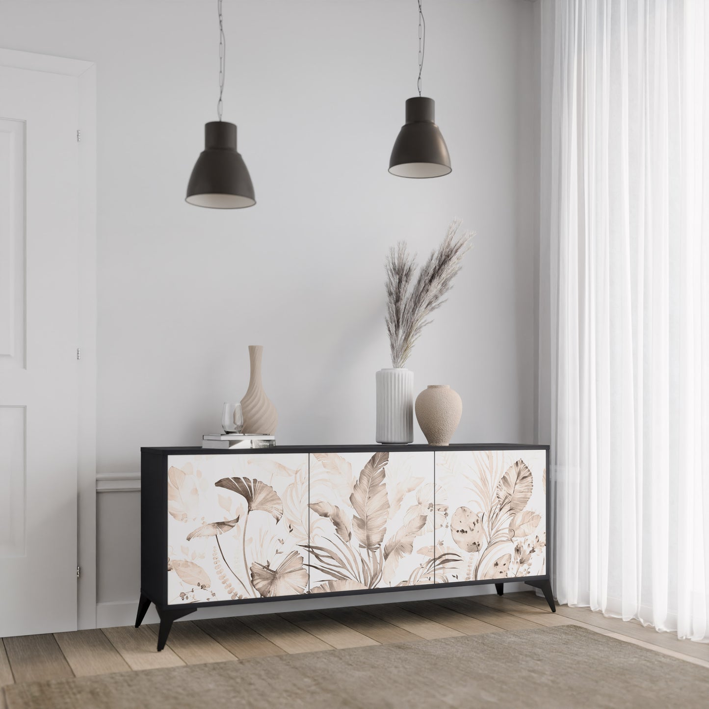 WILD TENDRNESS 3-Dörrars skänk i svart finish
