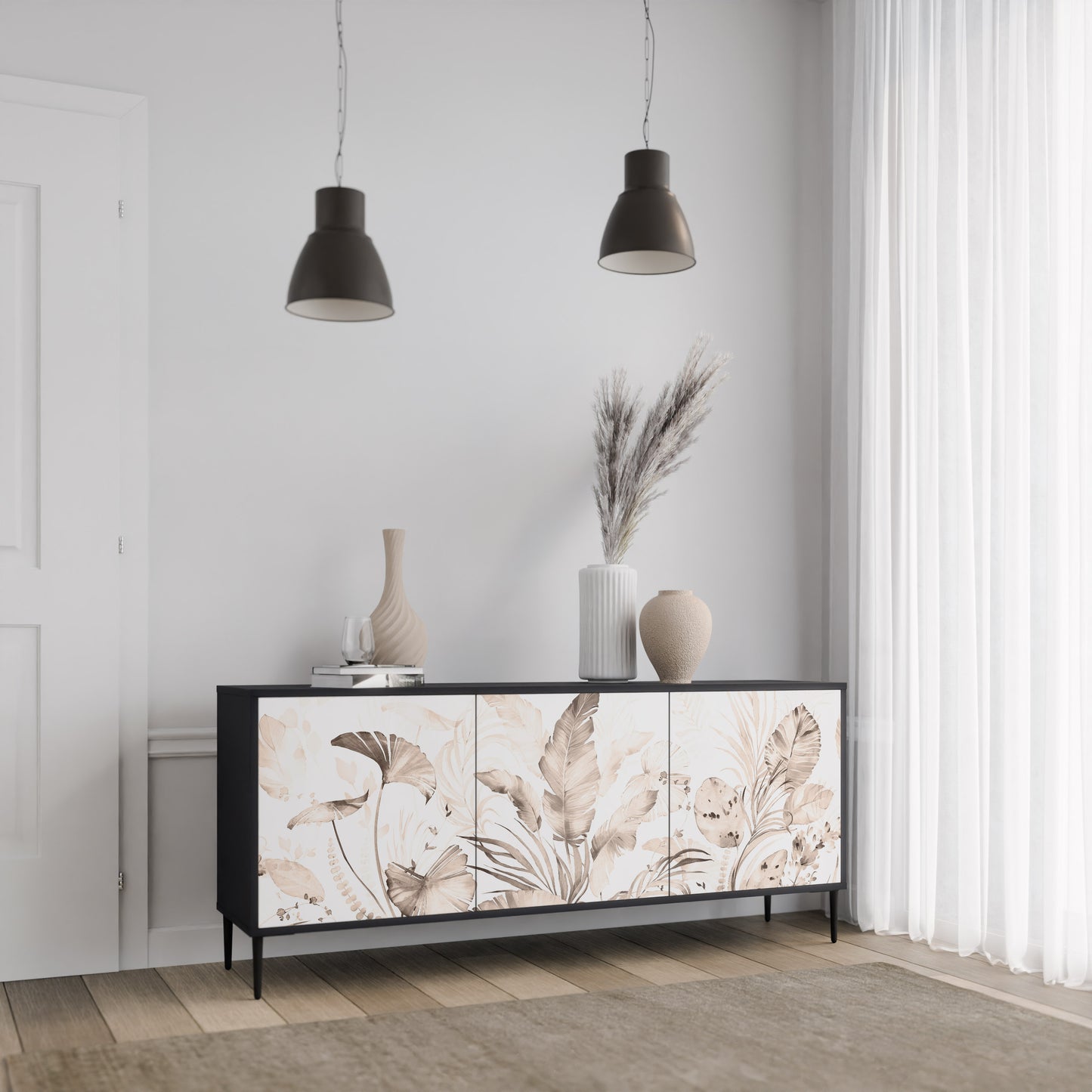 WILD TENDRNESS 3-Dörrars skänk i svart finish