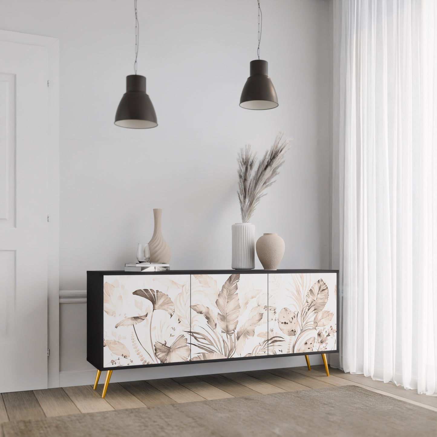 WILD TENDRNESS 3-Dörrars skänk i svart finish