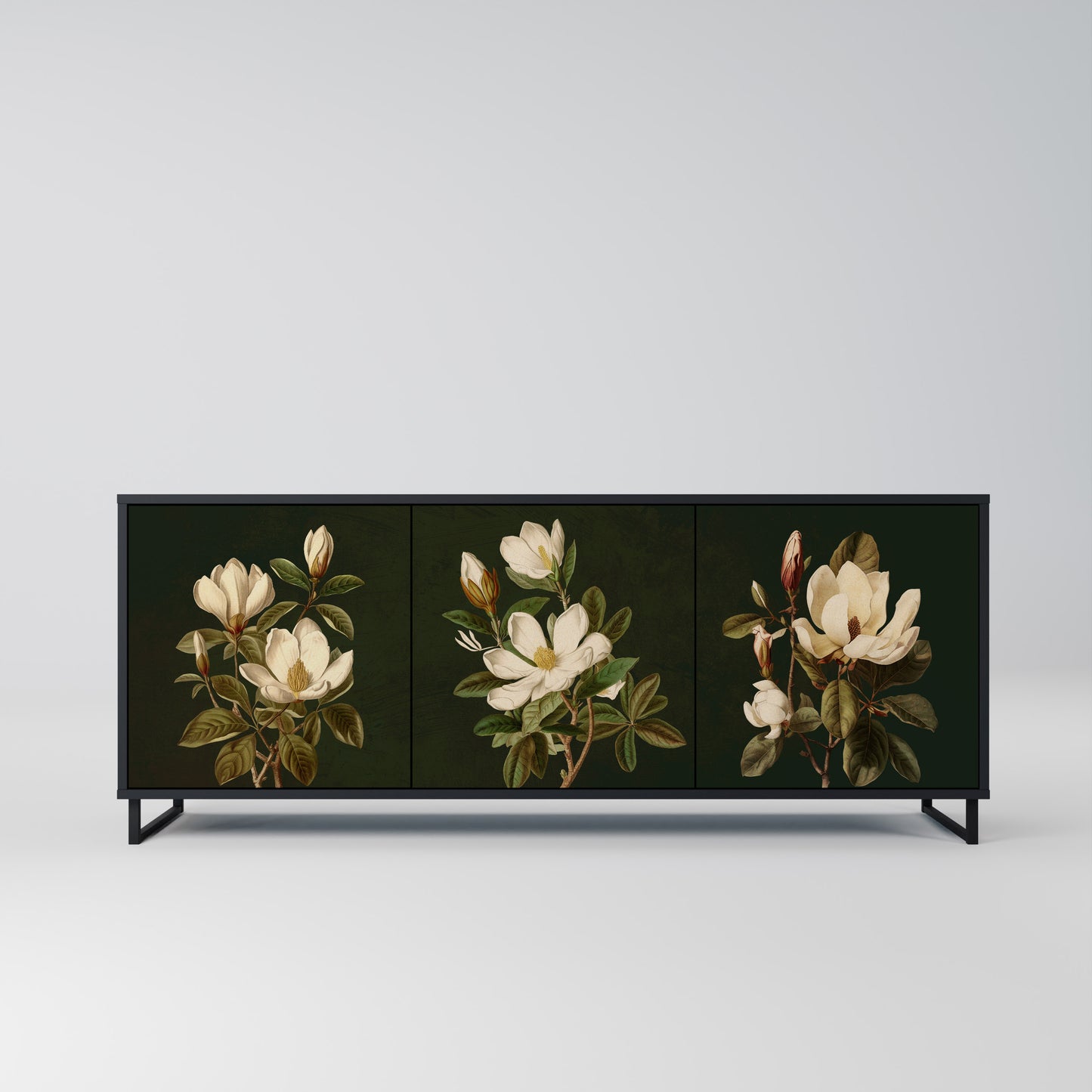 FLORAL NOIR 3-dörrars skänk i svart finish