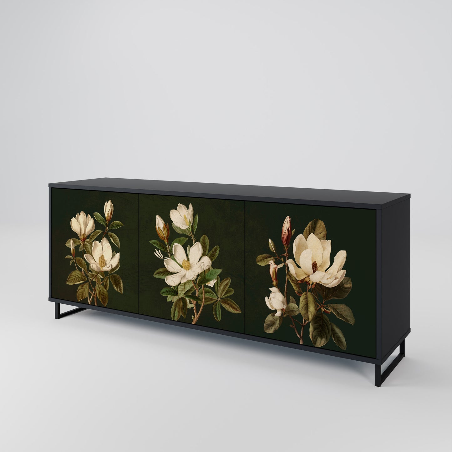 FLORAL NOIR 3-dörrars skänk i svart finish