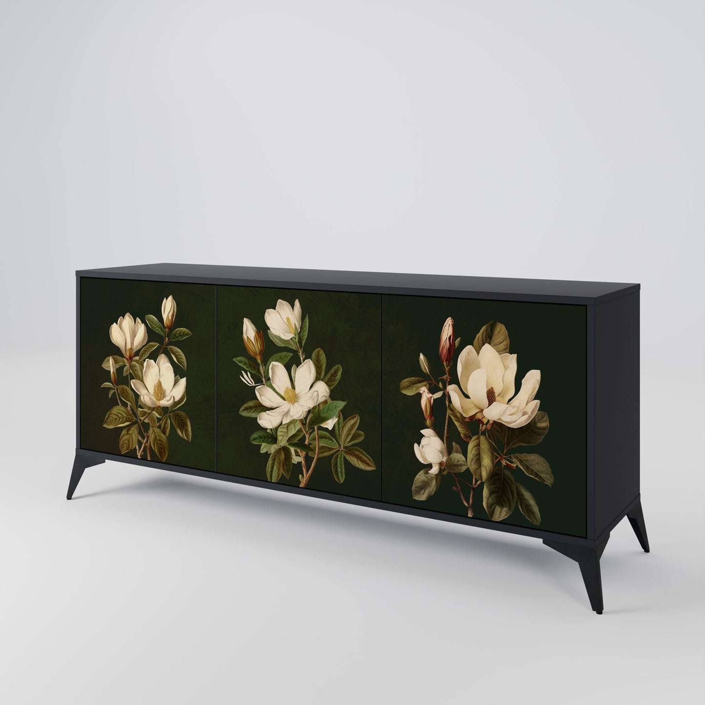 FLORAL NOIR 3-dörrars skänk i svart finish