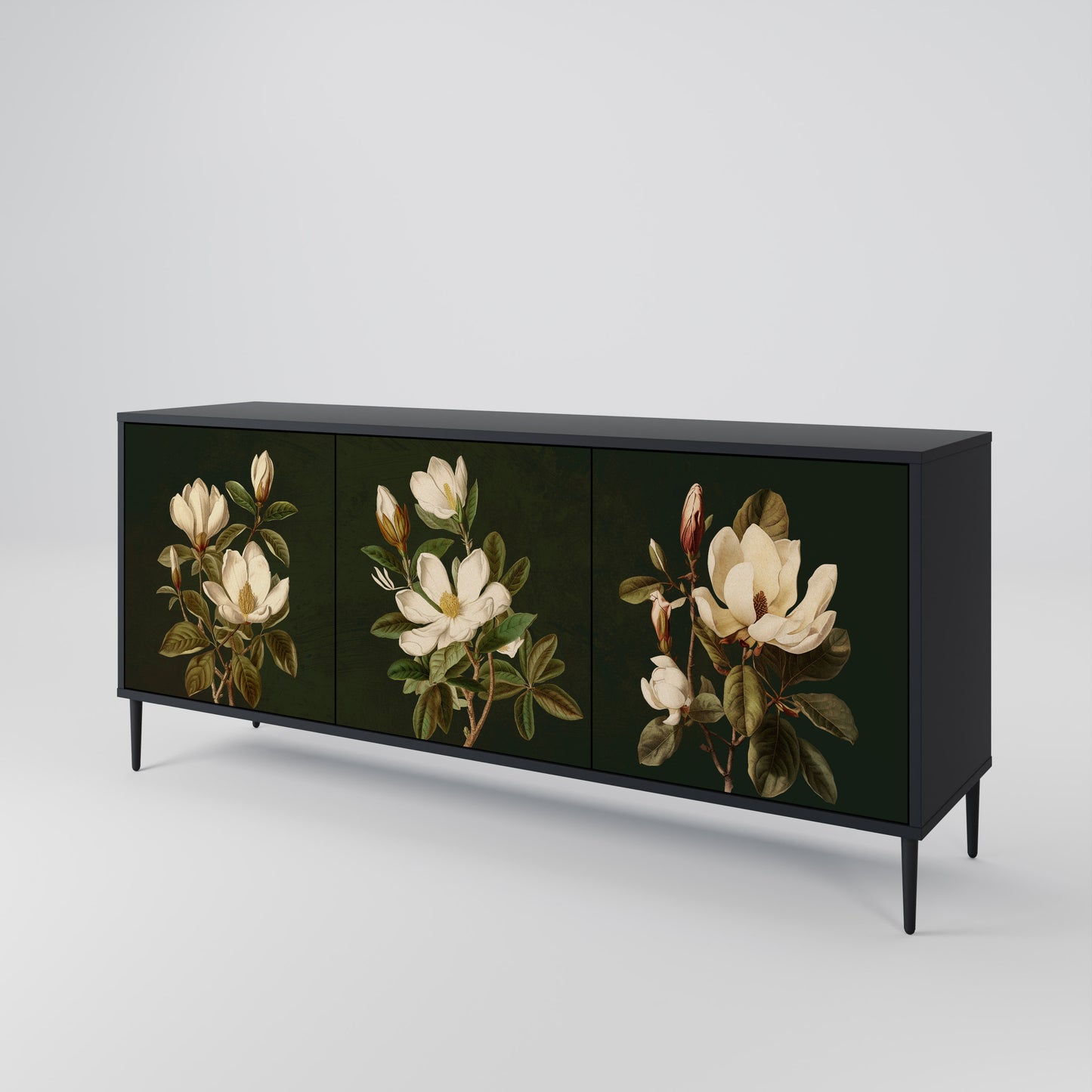 FLORAL NOIR 3-dörrars skänk i svart finish