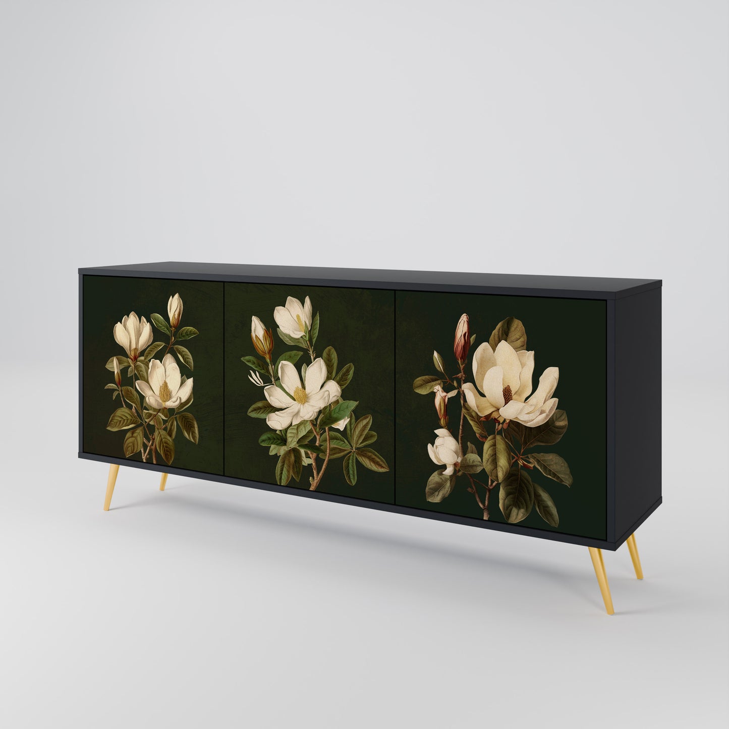 FLORAL NOIR 3-dörrars skänk i svart finish
