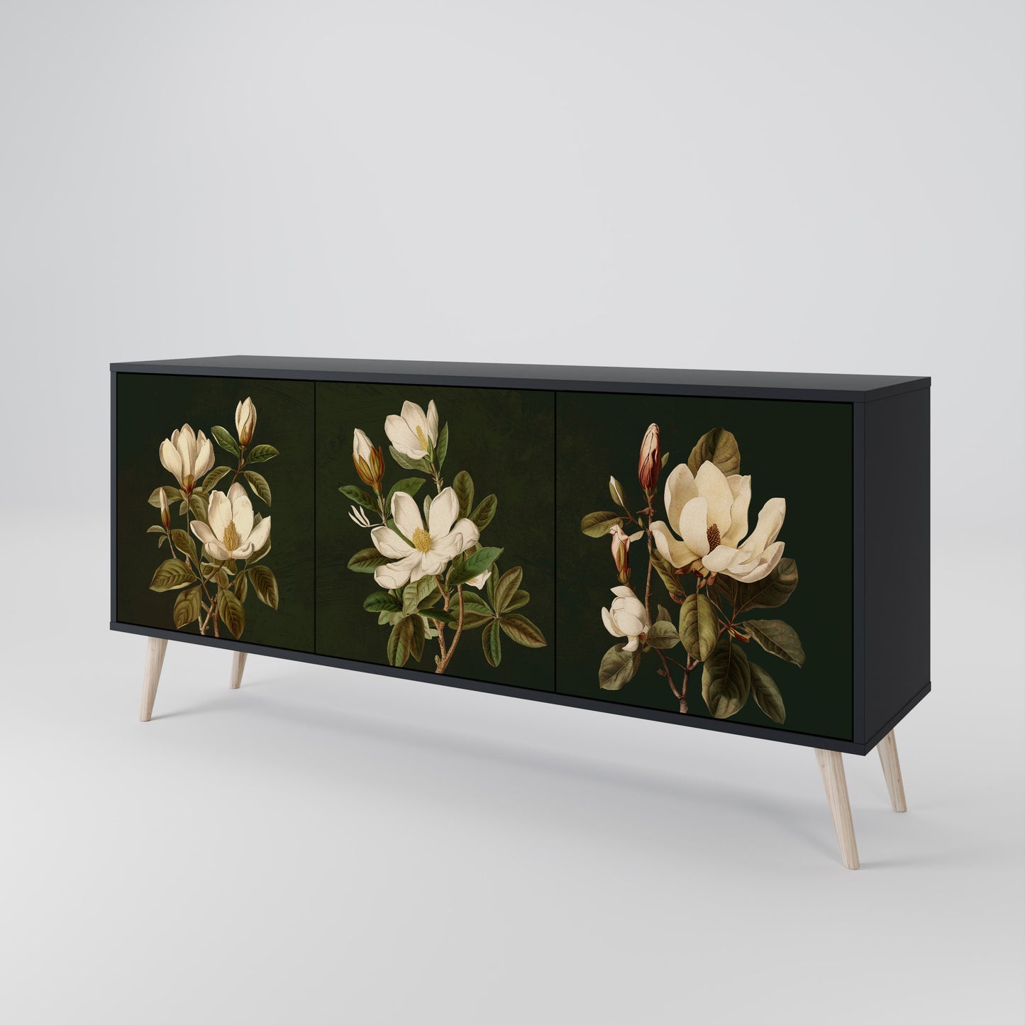 FLORAL NOIR 3-dörrars skänk i svart finish
