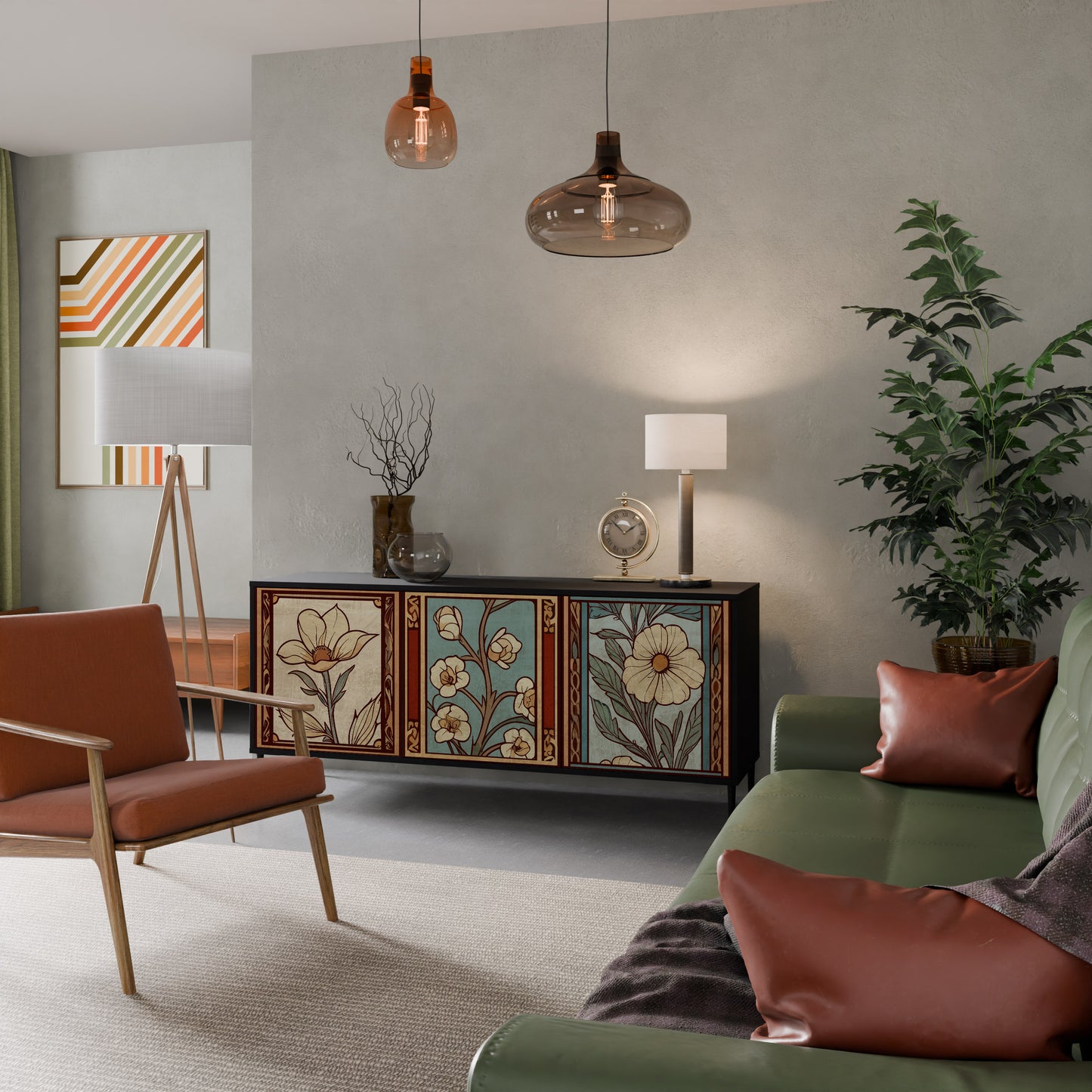 TIDLÖS FLORA 3-dörrars skänk i svart finish