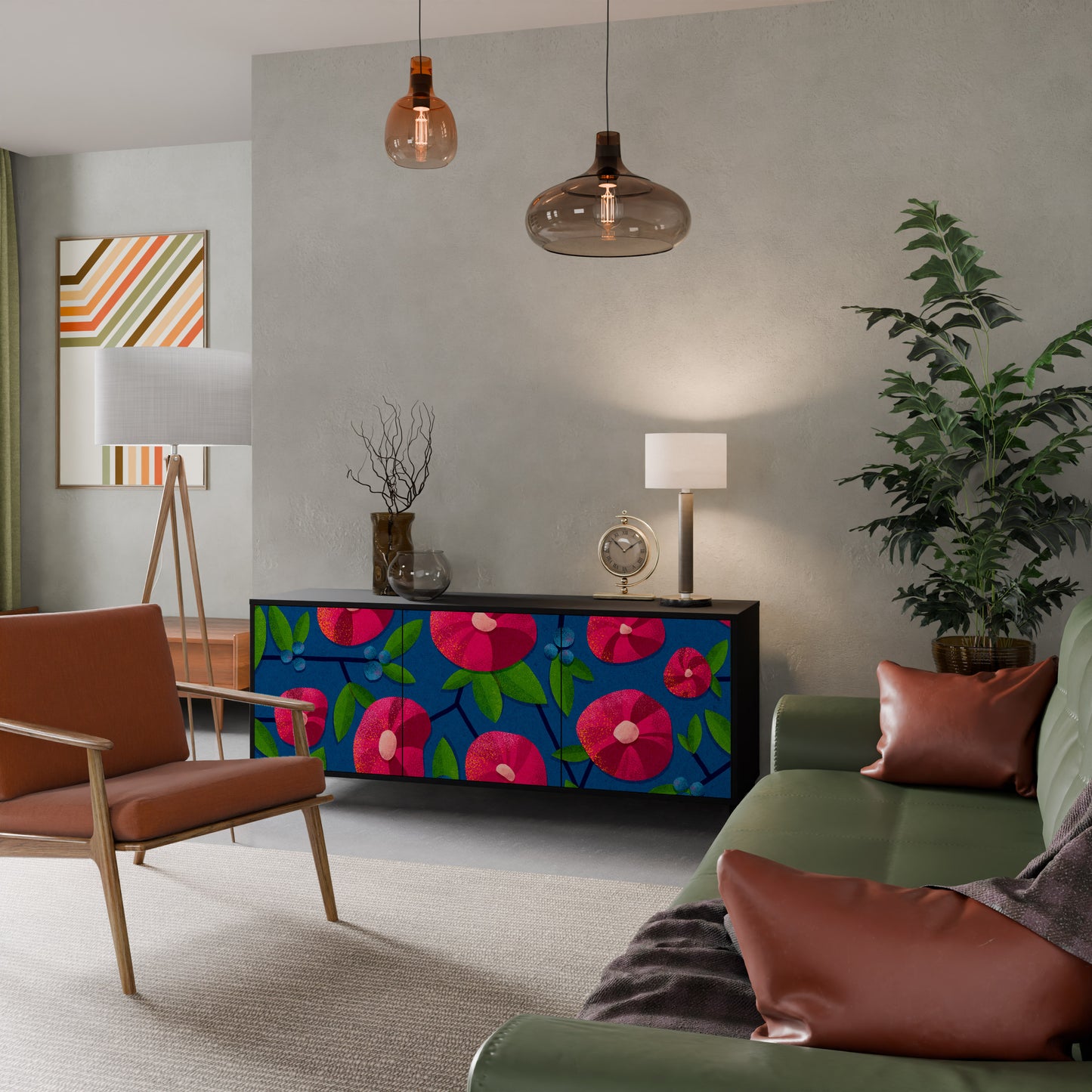 SPRING THOUGHTS Skänk med 3 dörrar i svart finish