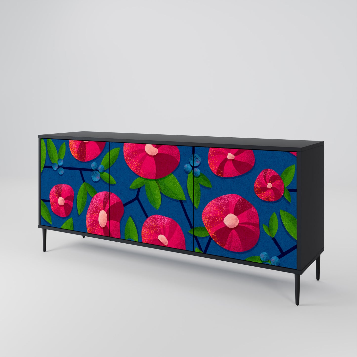 SPRING THOUGHTS Skänk med 3 dörrar i svart finish