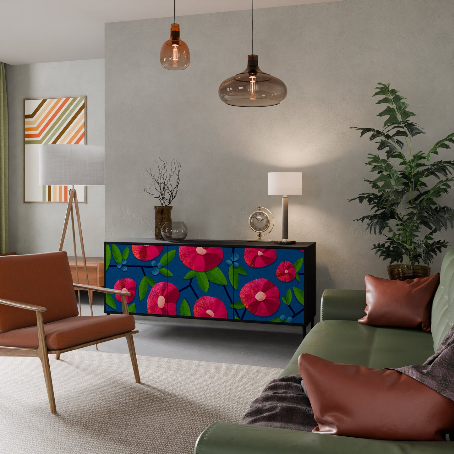 SPRING THOUGHTS Skänk med 3 dörrar i svart finish