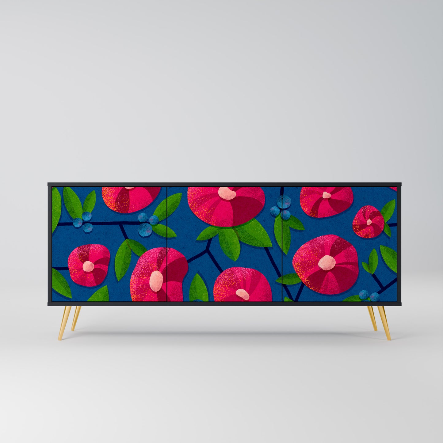 SPRING THOUGHTS Skänk med 3 dörrar i svart finish