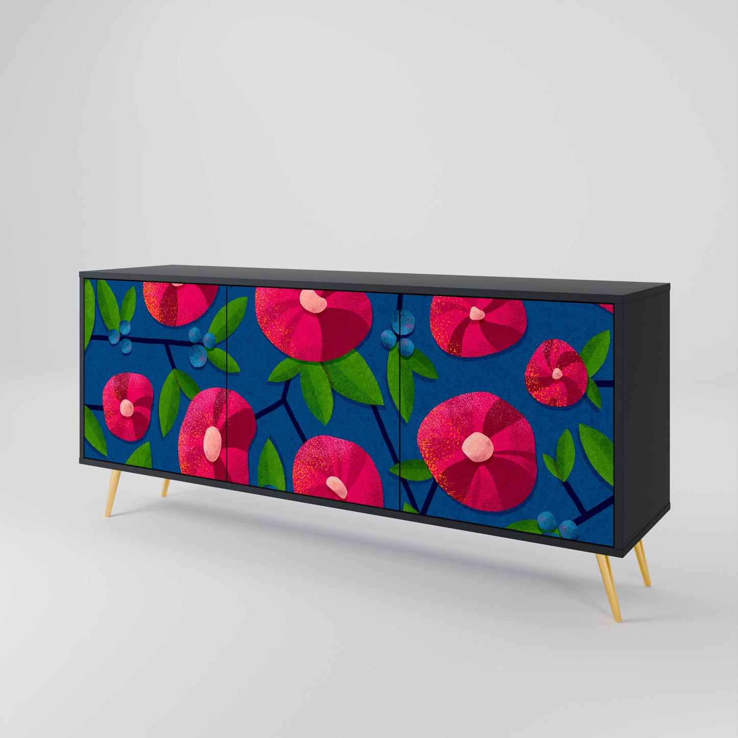SPRING THOUGHTS Skänk med 3 dörrar i svart finish