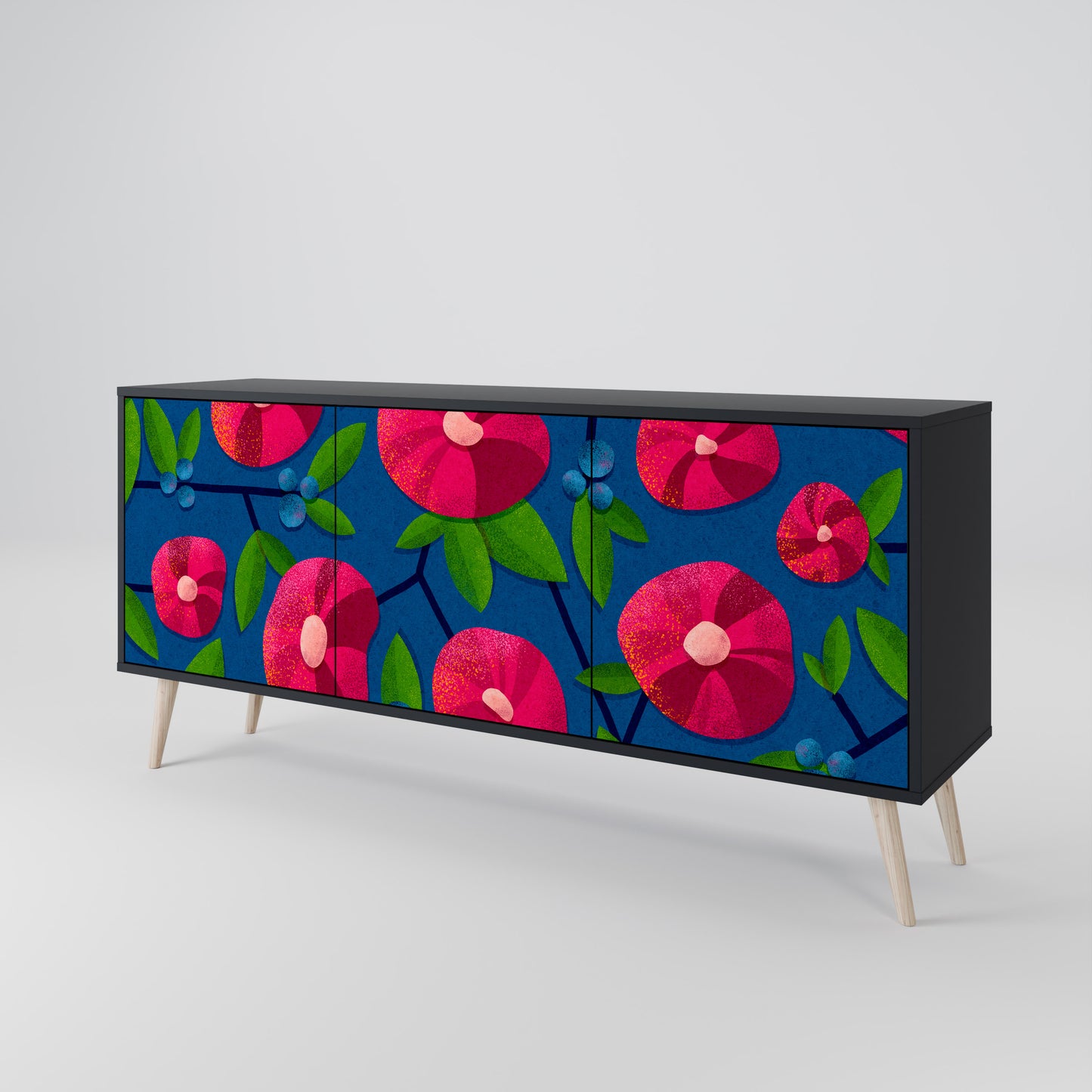 SPRING THOUGHTS Skänk med 3 dörrar i svart finish