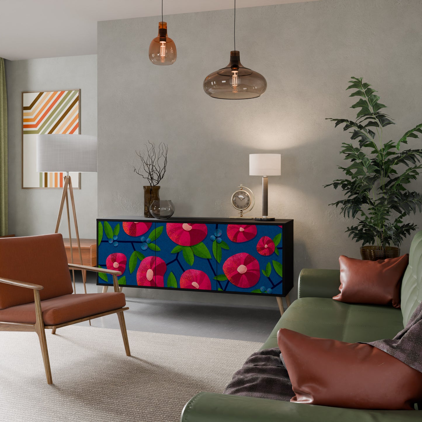 SPRING THOUGHTS Skänk med 3 dörrar i svart finish