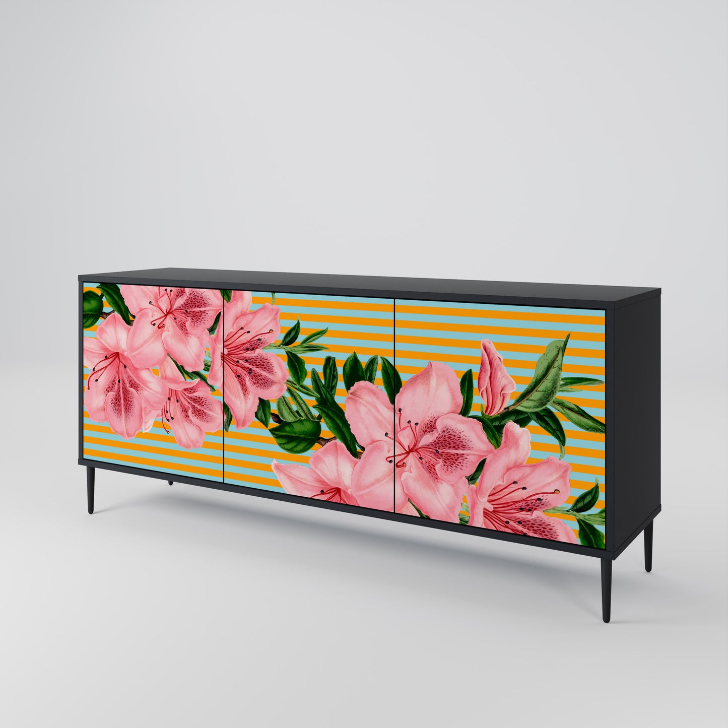 FRAGILE BEAUTY 3-dörrars skänk i svart finish