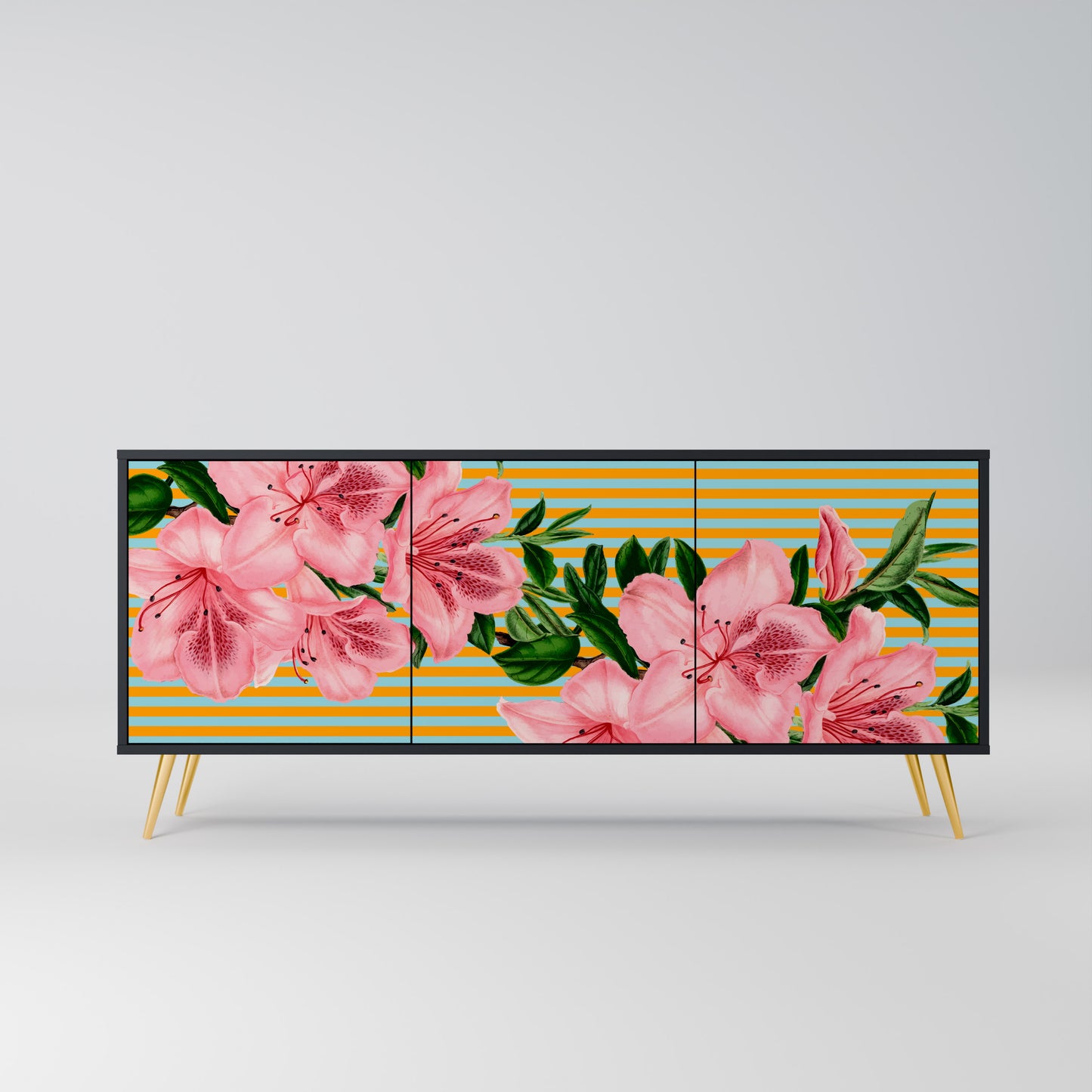 FRAGILE BEAUTY 3-dörrars skänk i svart finish