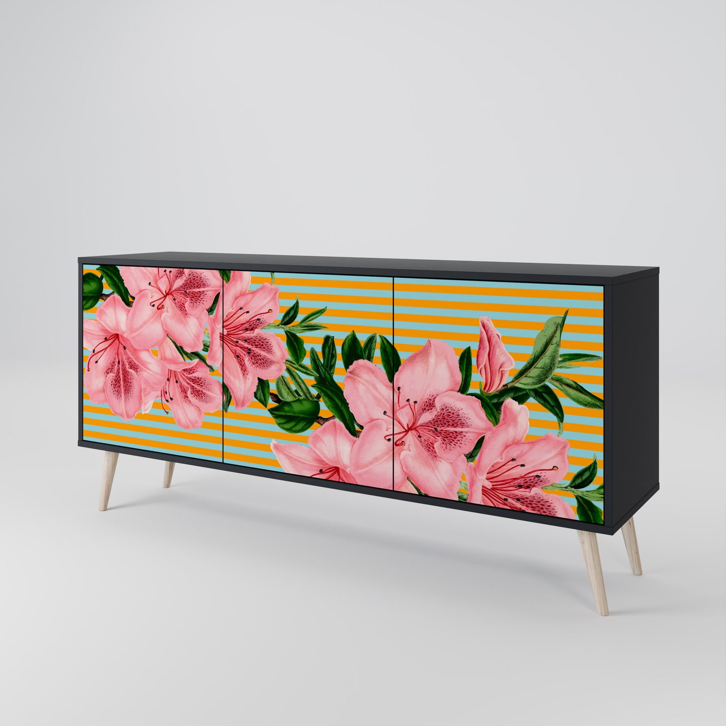 FRAGILE BEAUTY 3-dörrars skänk i svart finish