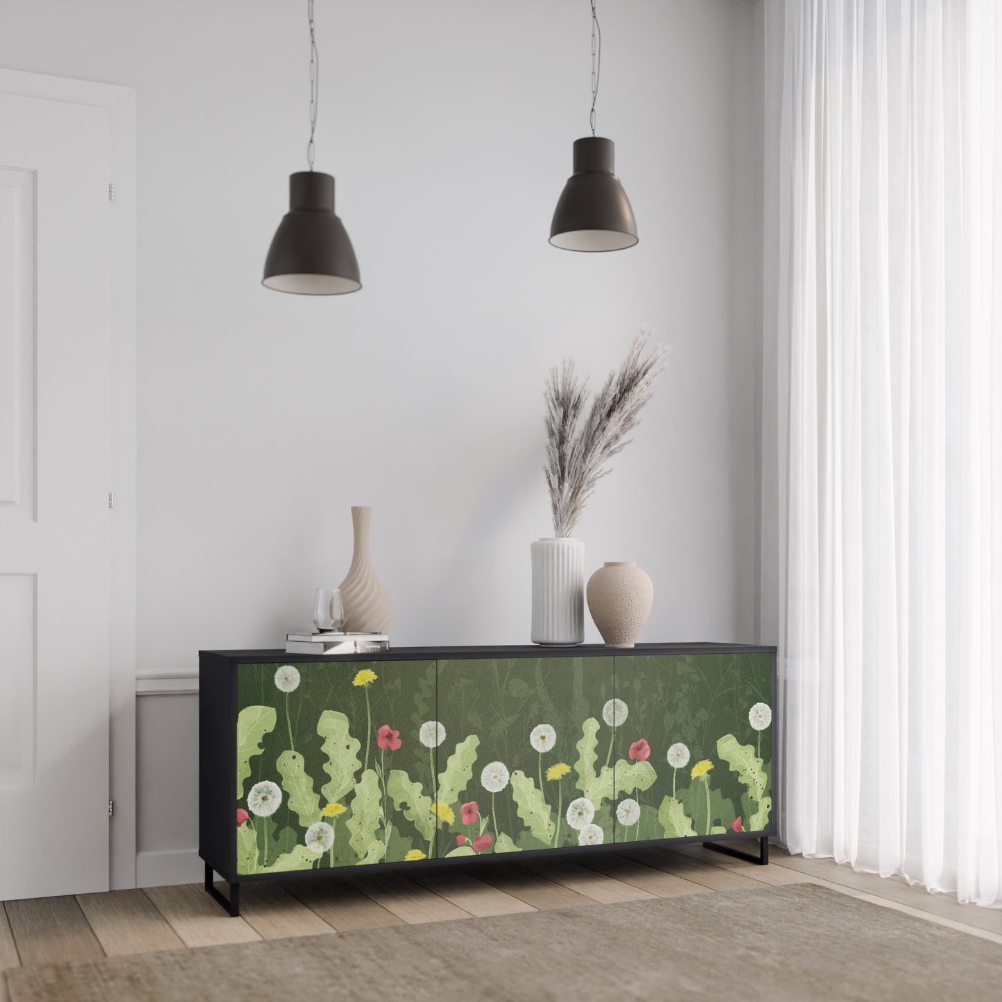 DANDELION AMUSE 3-dörrars skänk i svart finish