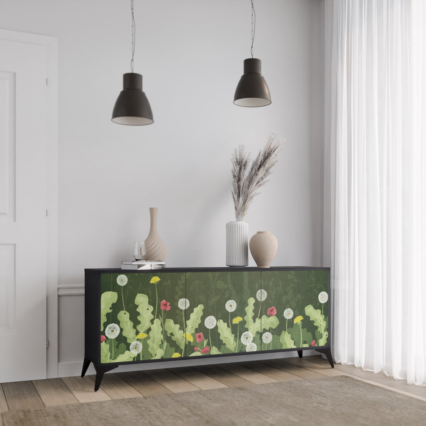 DANDELION AMUSE 3-dörrars skänk i svart finish