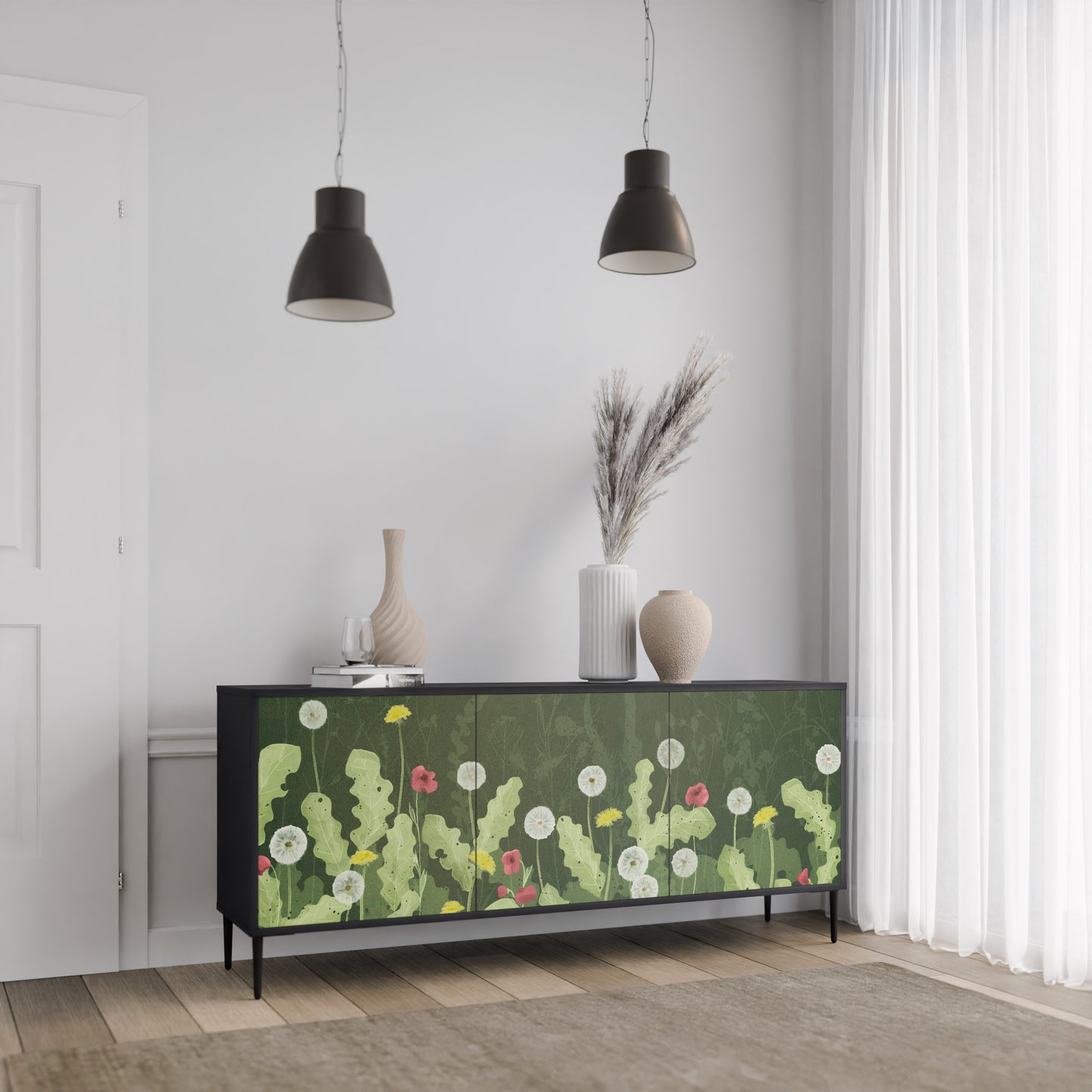 DANDELION AMUSE 3-dörrars skänk i svart finish