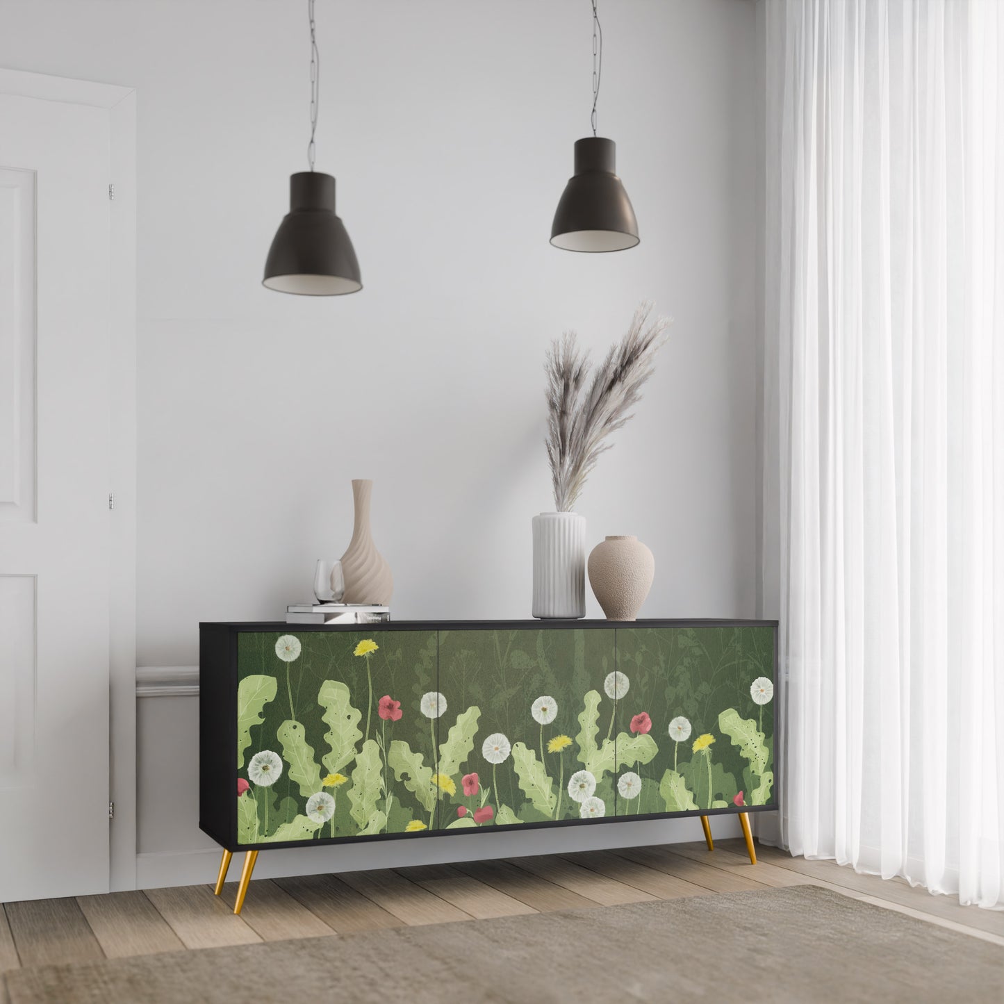 DANDELION AMUSE 3-dörrars skänk i svart finish