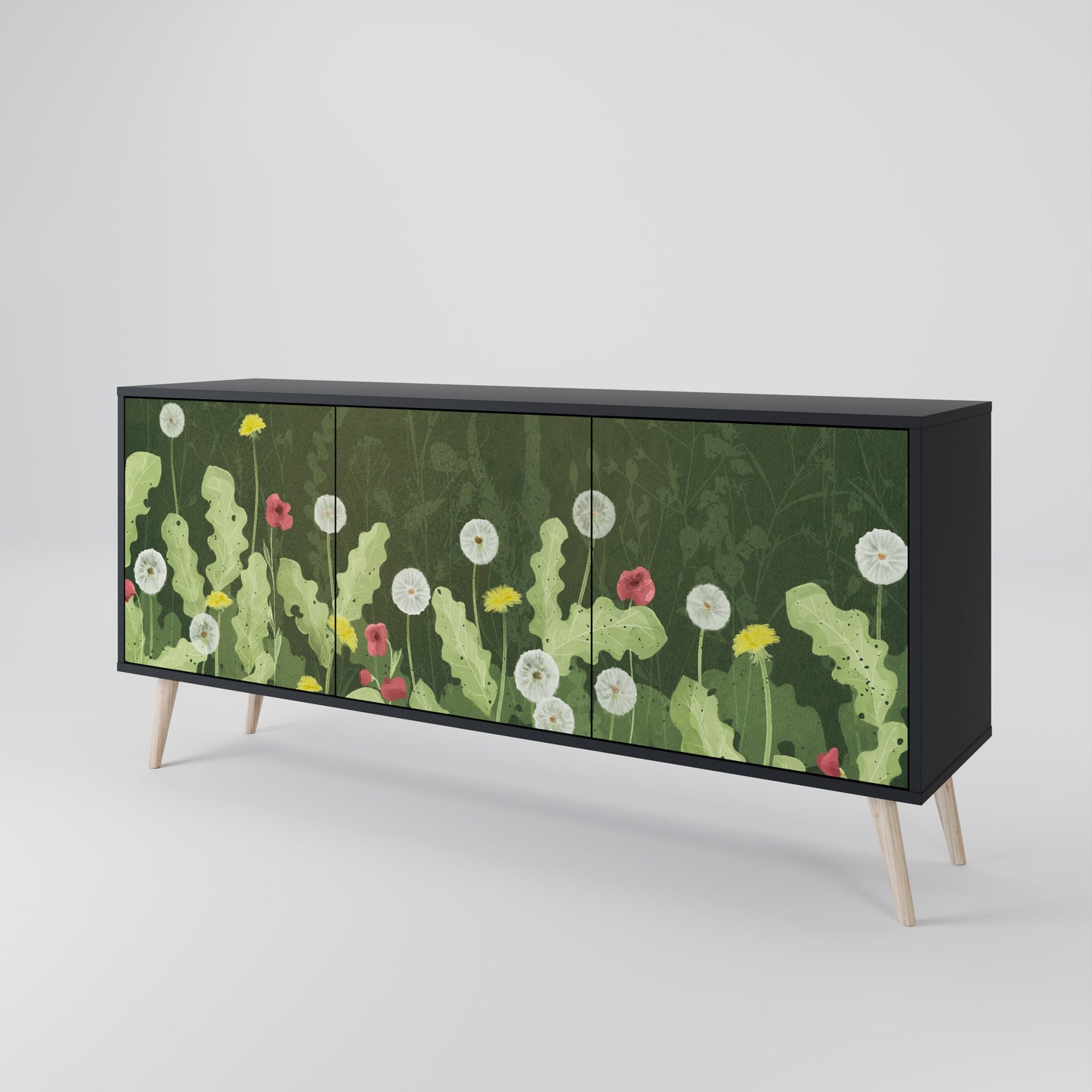 DANDELION AMUSE 3-dörrars skänk i svart finish