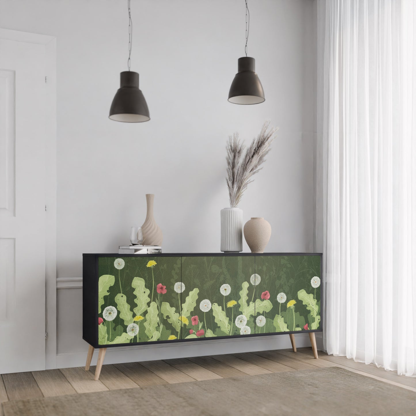 DANDELION AMUSE 3-dörrars skänk i svart finish