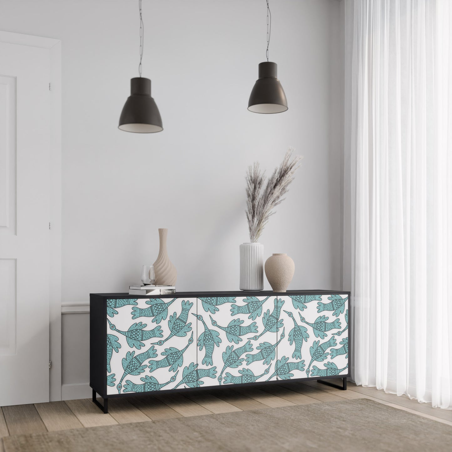WATERSPOUT SONGIBIRD 3-dörrars skänk i svart finish