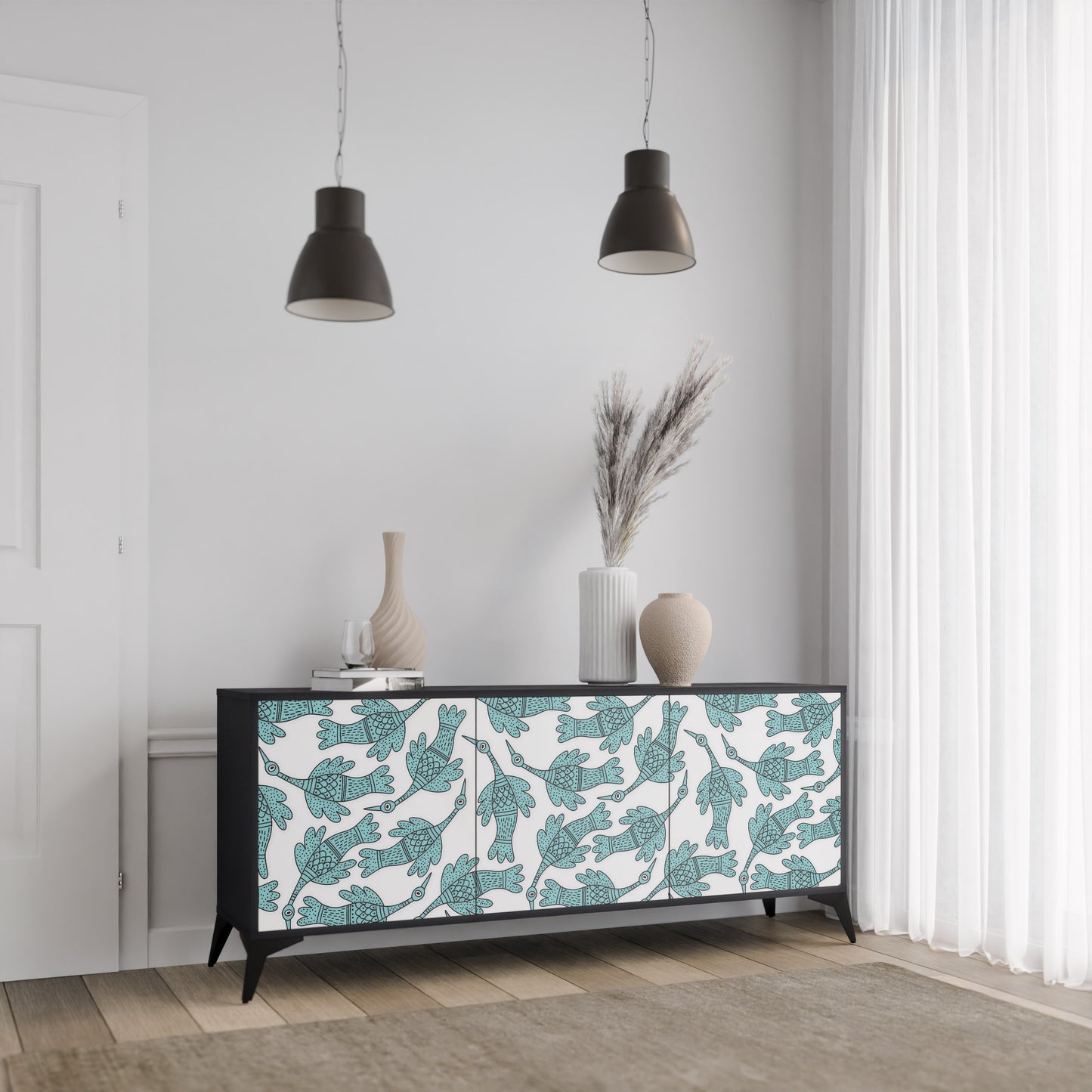 WATERSPOUT SONGIBIRD 3-dörrars skänk i svart finish