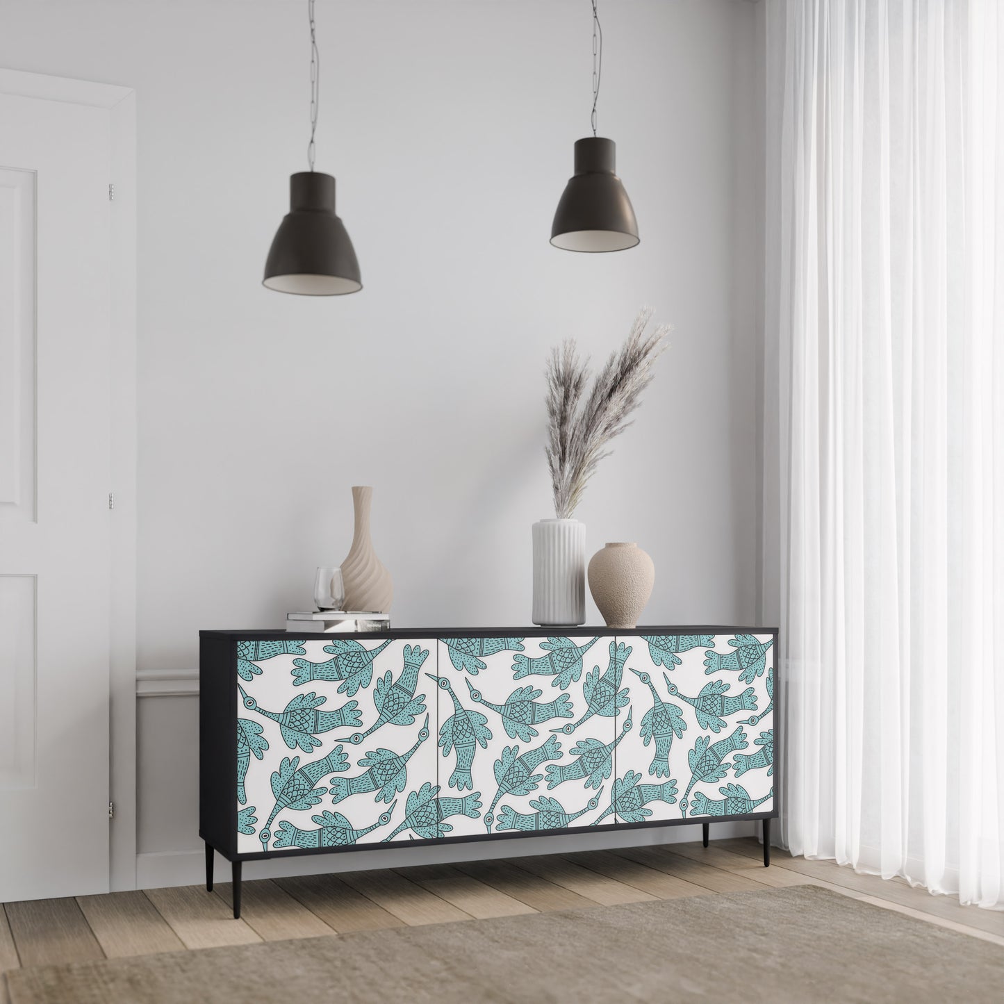 WATERSPOUT SONGIBIRD 3-dörrars skänk i svart finish