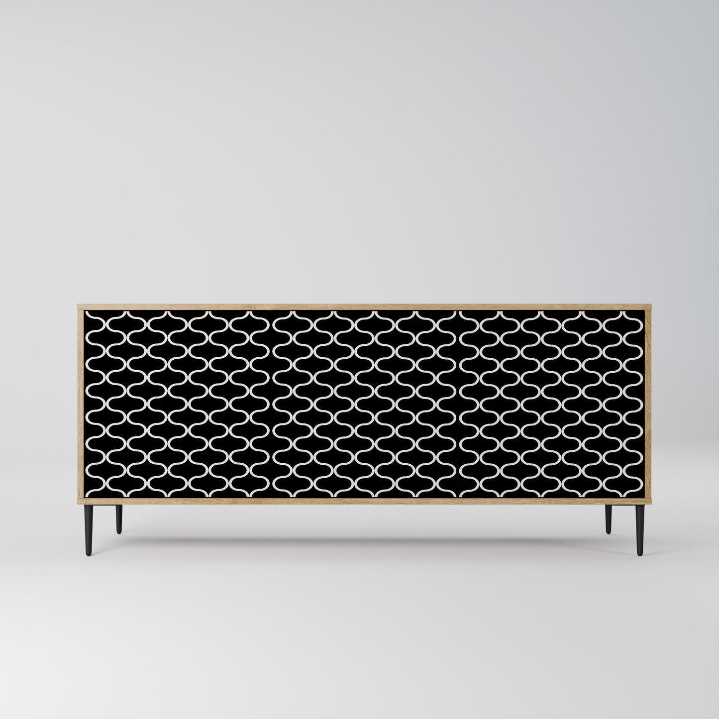 TESSELATED BLACKNESS 3-Door Sideboard in Oak Effect
