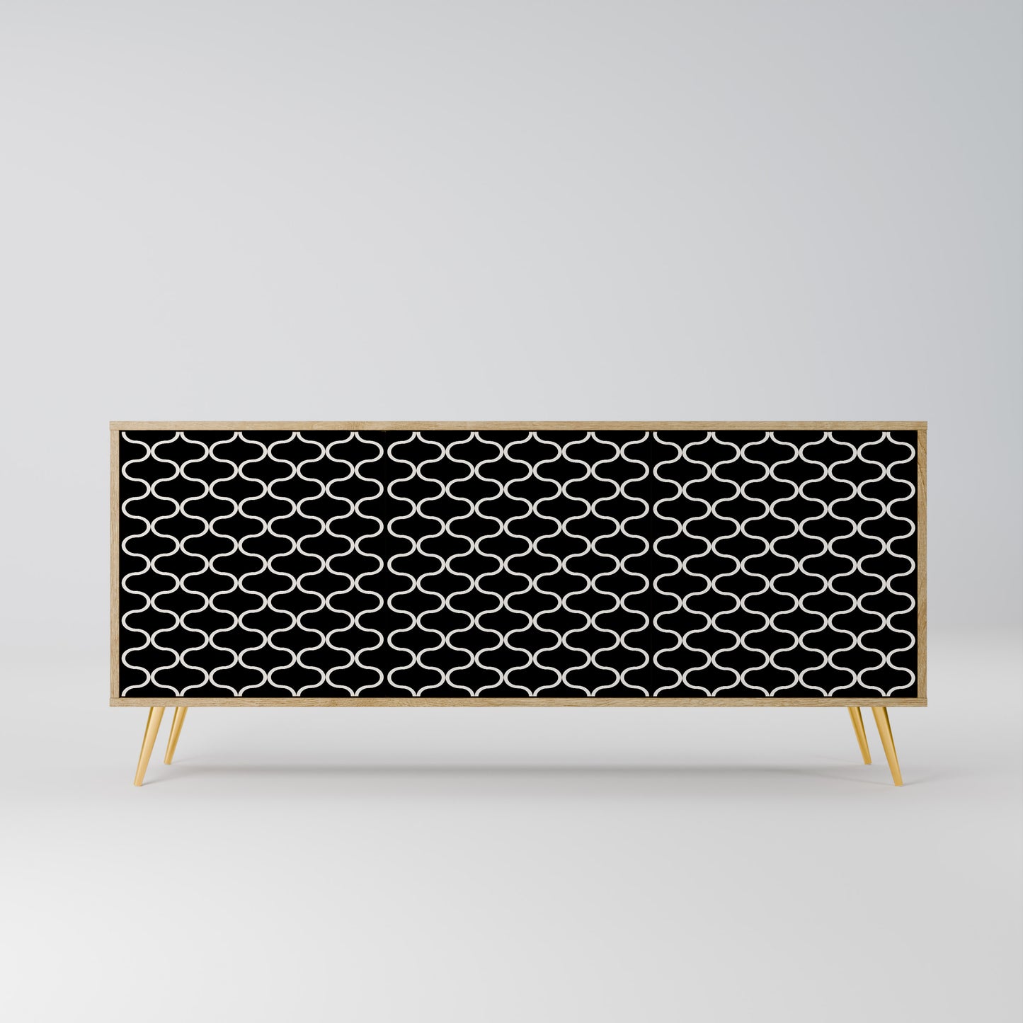 TESSELATED BLACKNESS 3-Door Sideboard in Oak Effect