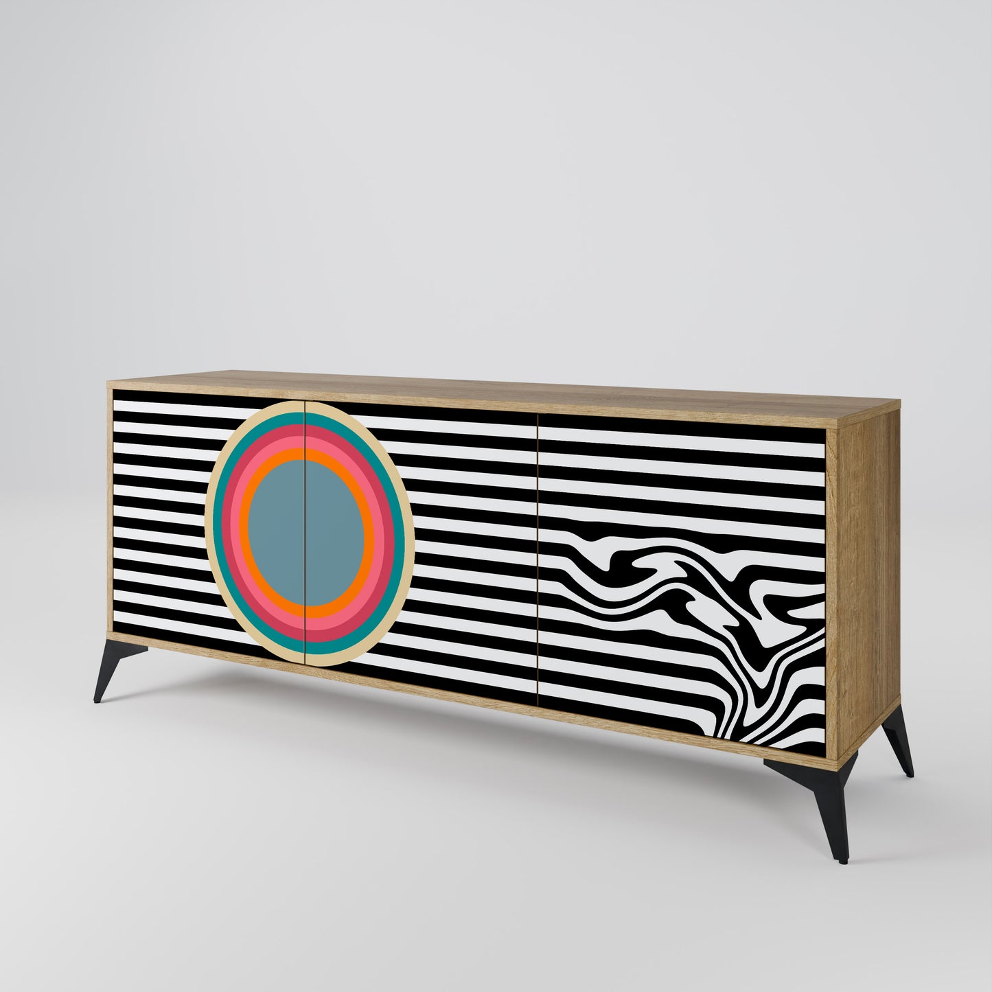 SPECTRA SHOWCASE 3-Door Sideboard in Oak Effect