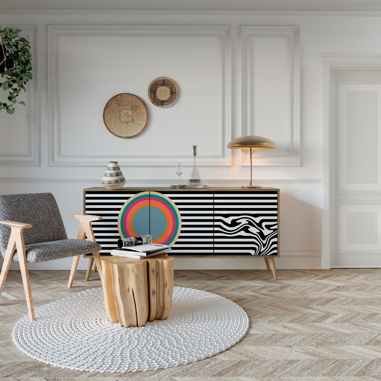 SPECTRA SHOWCASE 3-Door Sideboard in Oak Effect