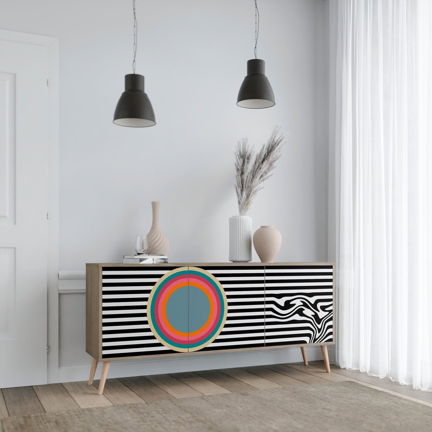 SPECTRA SHOWCASE 3-Door Sideboard in Oak Effect
