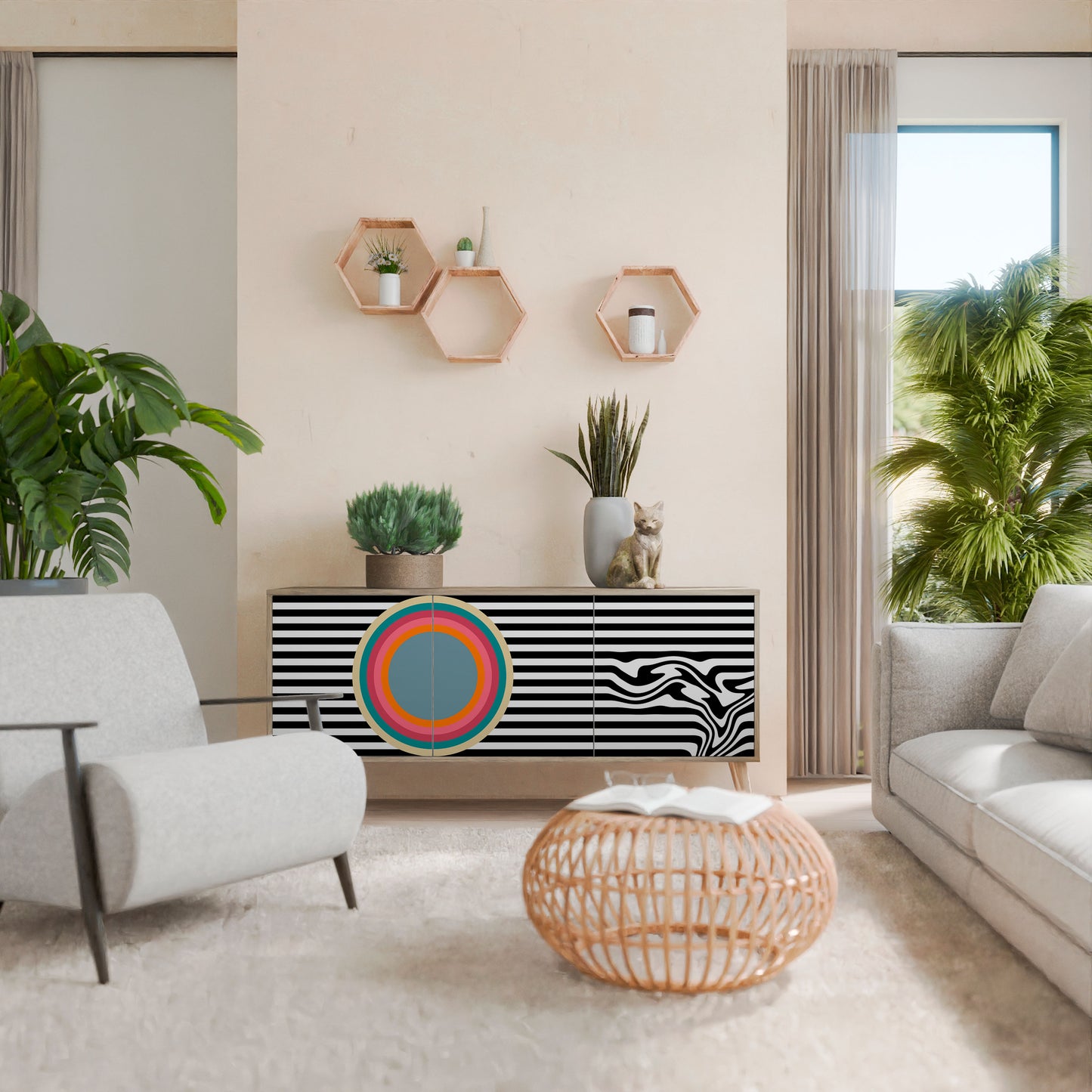 SPECTRA SHOWCASE 3-Door Sideboard in Oak Effect