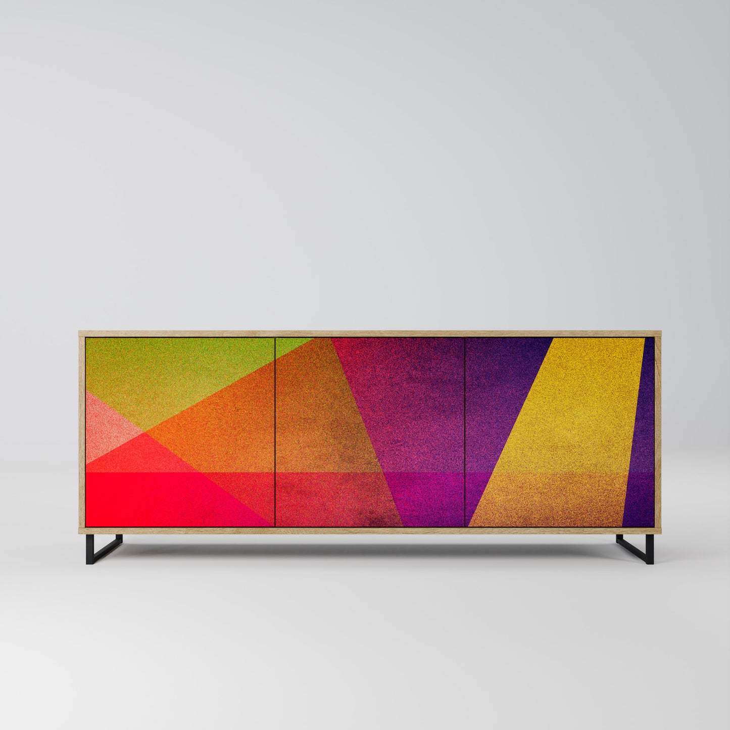 VIVID GEOMETRY 3-dörrars skänk i ekeffekt