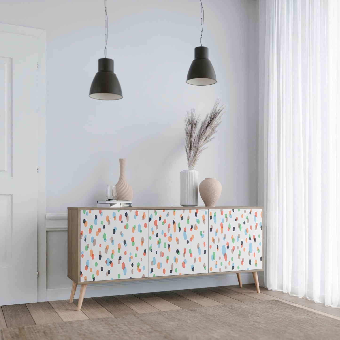 ENERGETIC SPOTS 3-dörrars skänk i ekeffekt