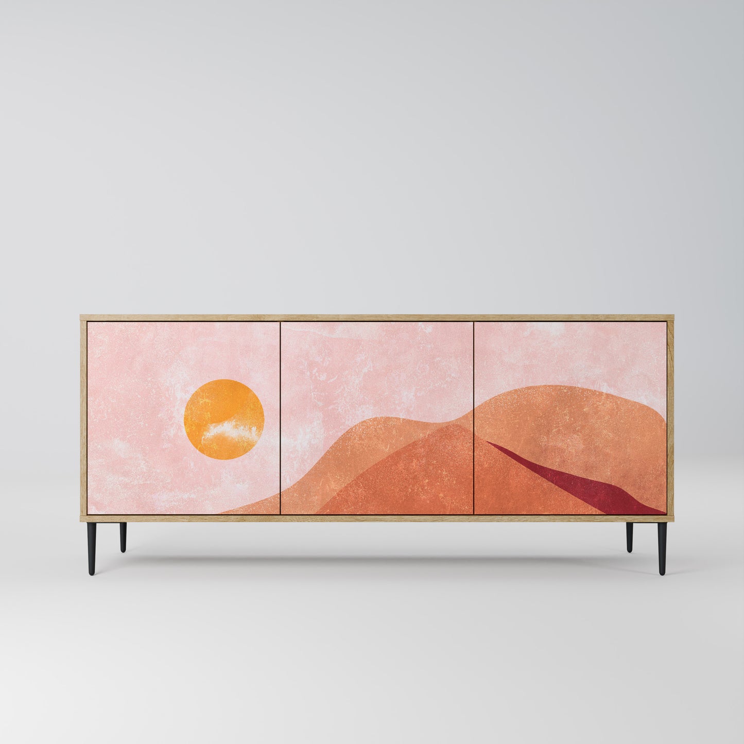LUMINOUS SUNLIGHT 3-Door Sideboard in Oak Effect