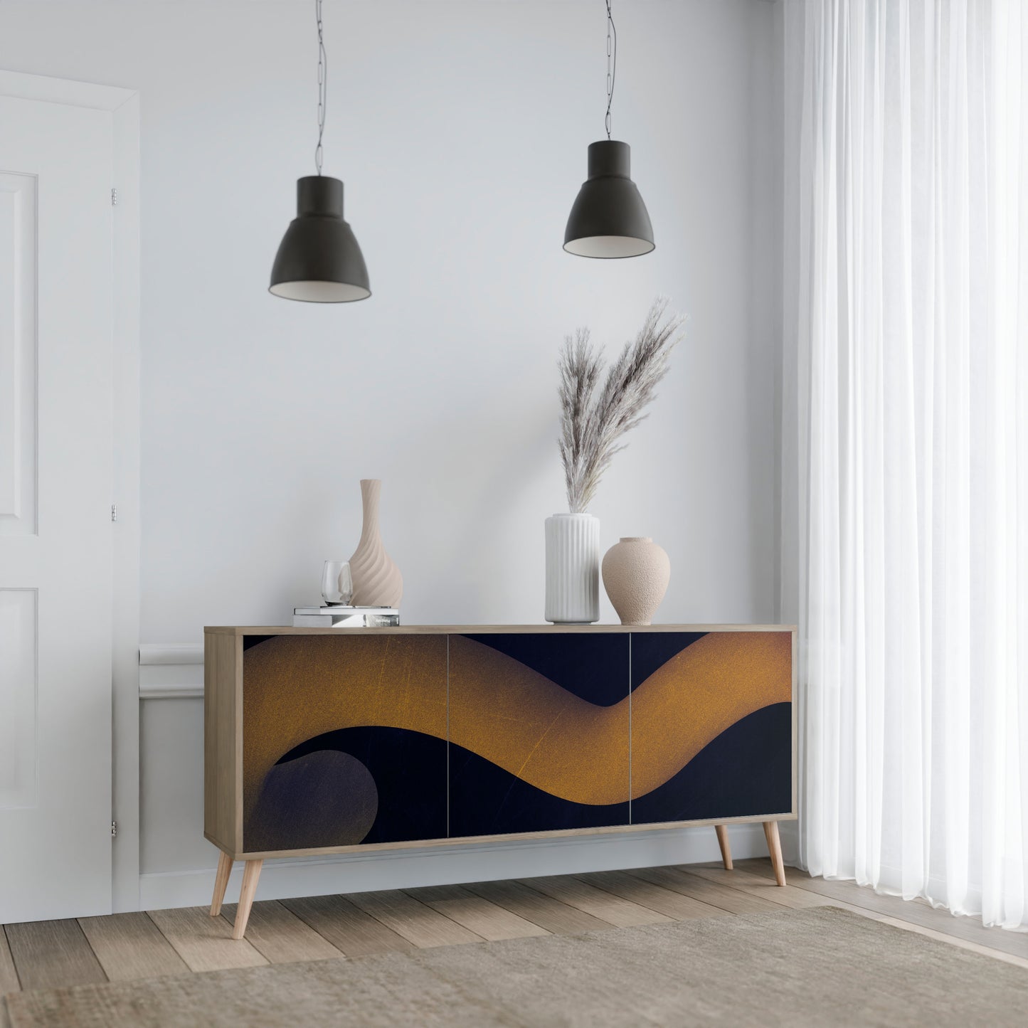 HOLLOW TIME 3-Door Sideboard in Oak Effect