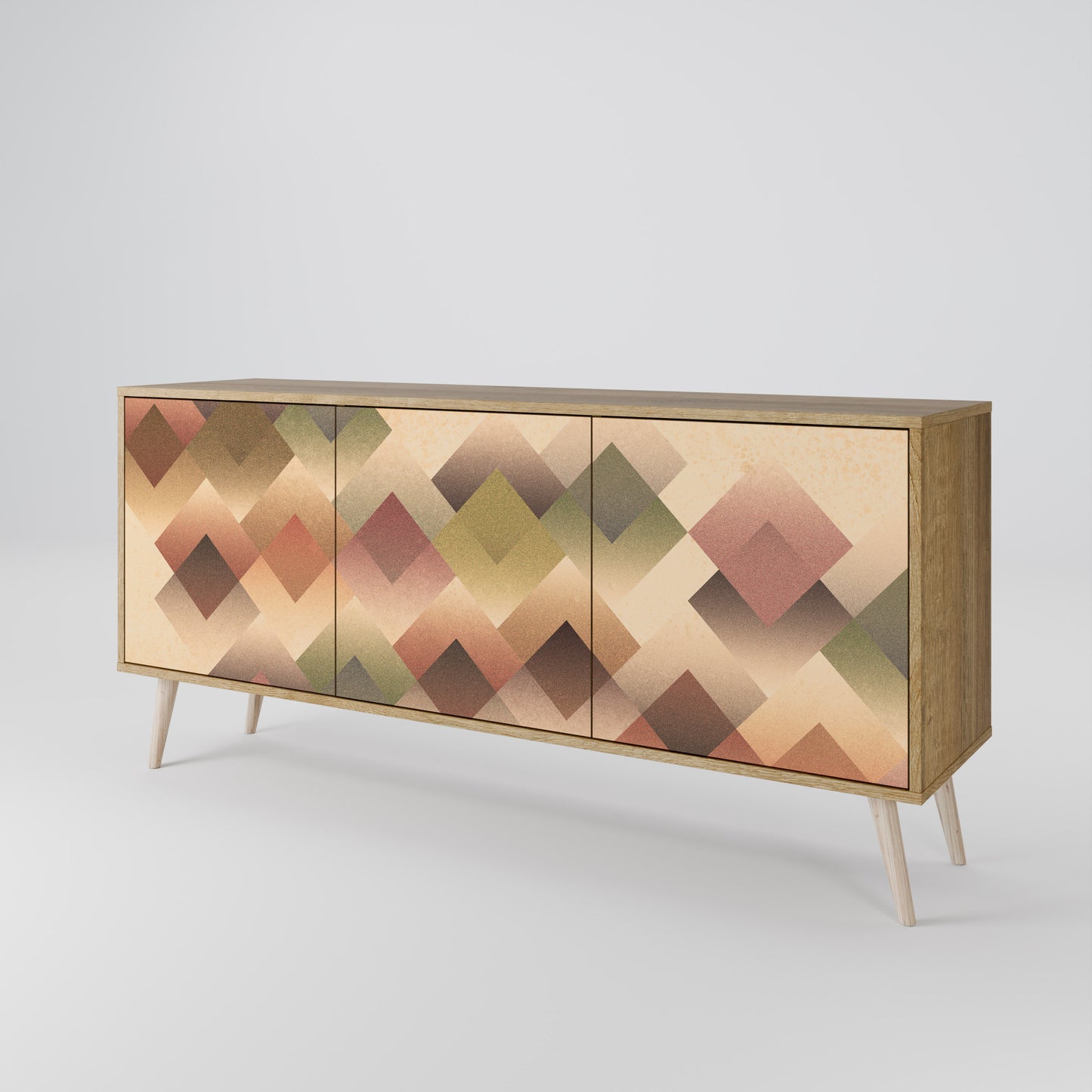 GEOMETRIC FUSION 3-dörrars skänk i ekeffekt