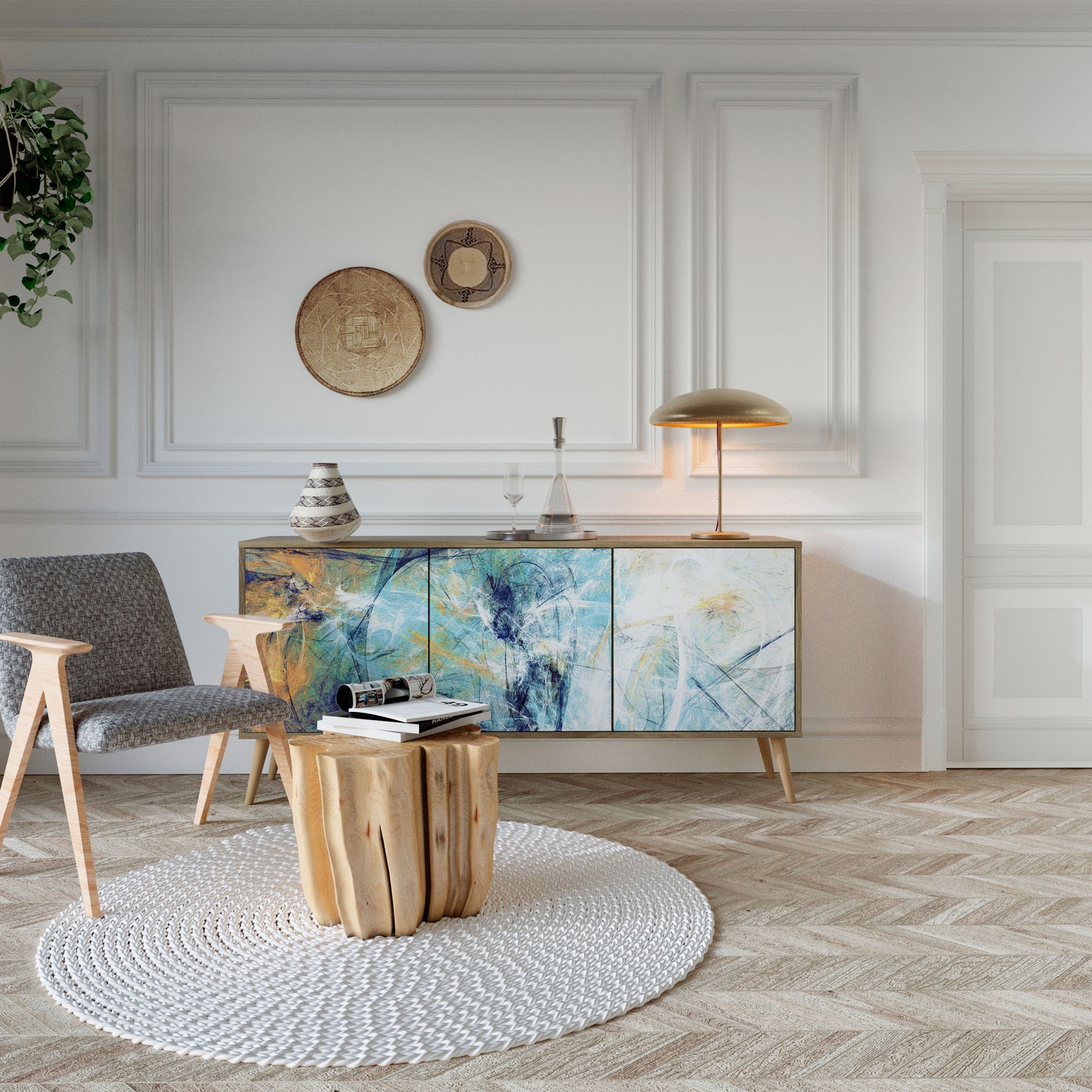 ABSTRACT THOUGHTS 3-Door Sideboard in Oak Effect