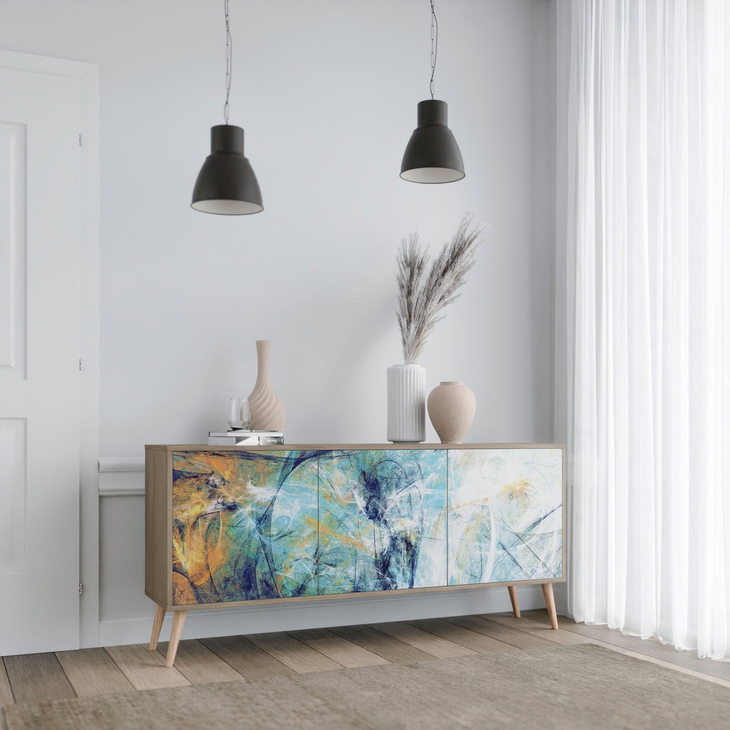 ABSTRACT THOUGHTS 3-Door Sideboard in Oak Effect