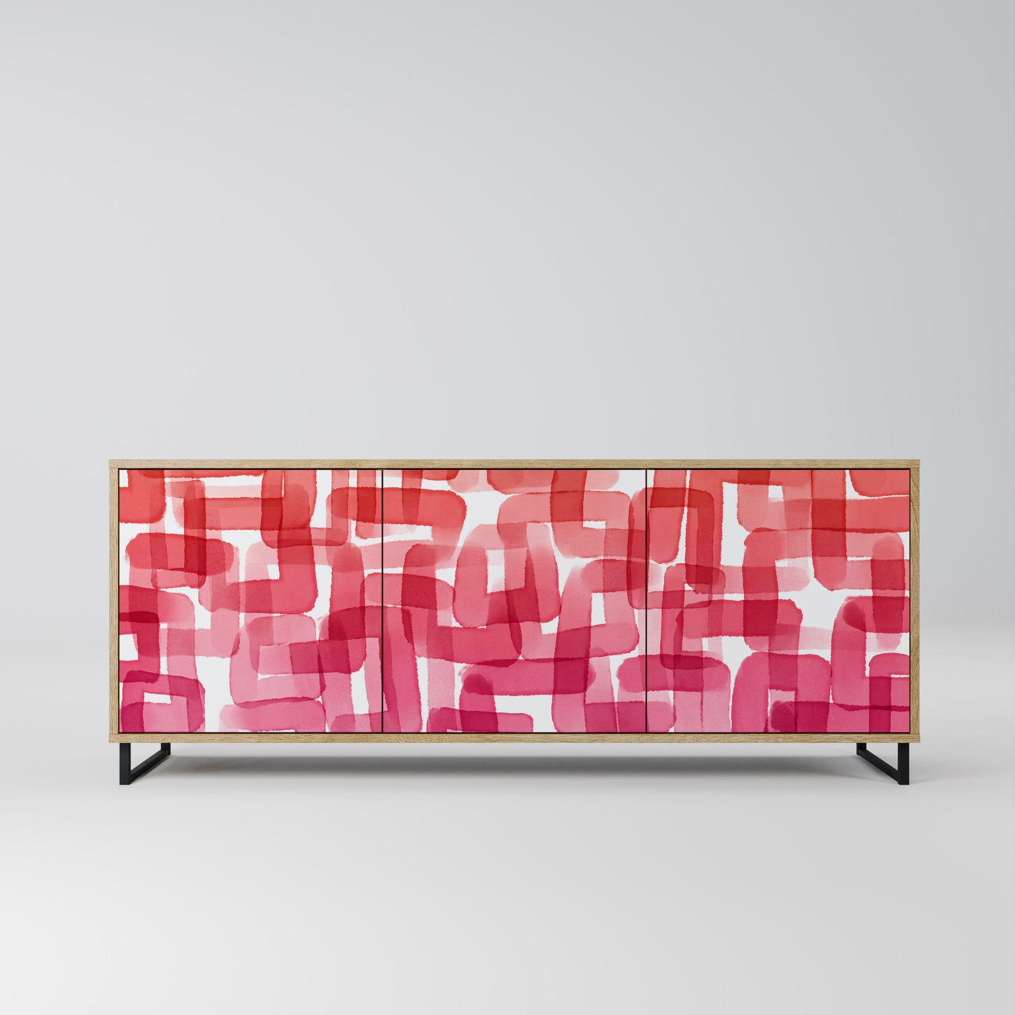 KALEIDOSCOPIC CUBISM 3-Door Sideboard in Oak Effect