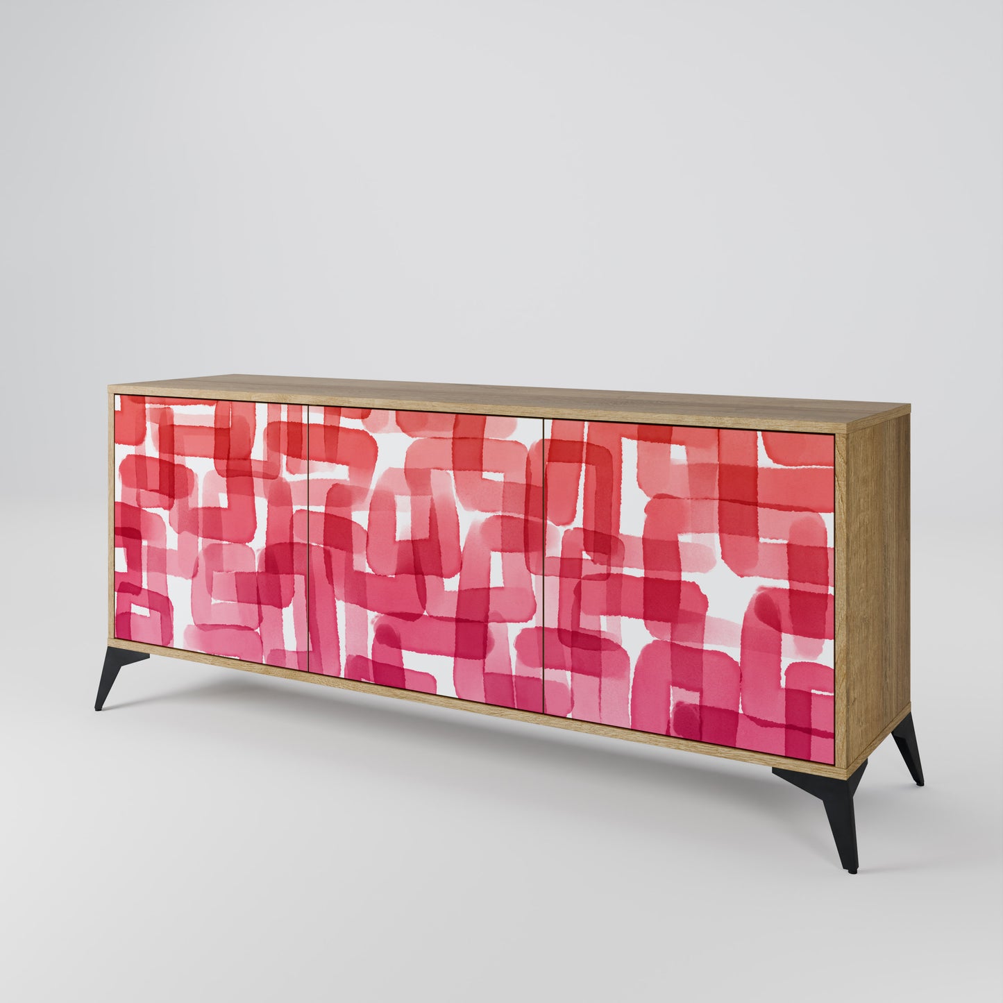KALEIDOSCOPIC CUBISM 3-Door Sideboard in Oak Effect