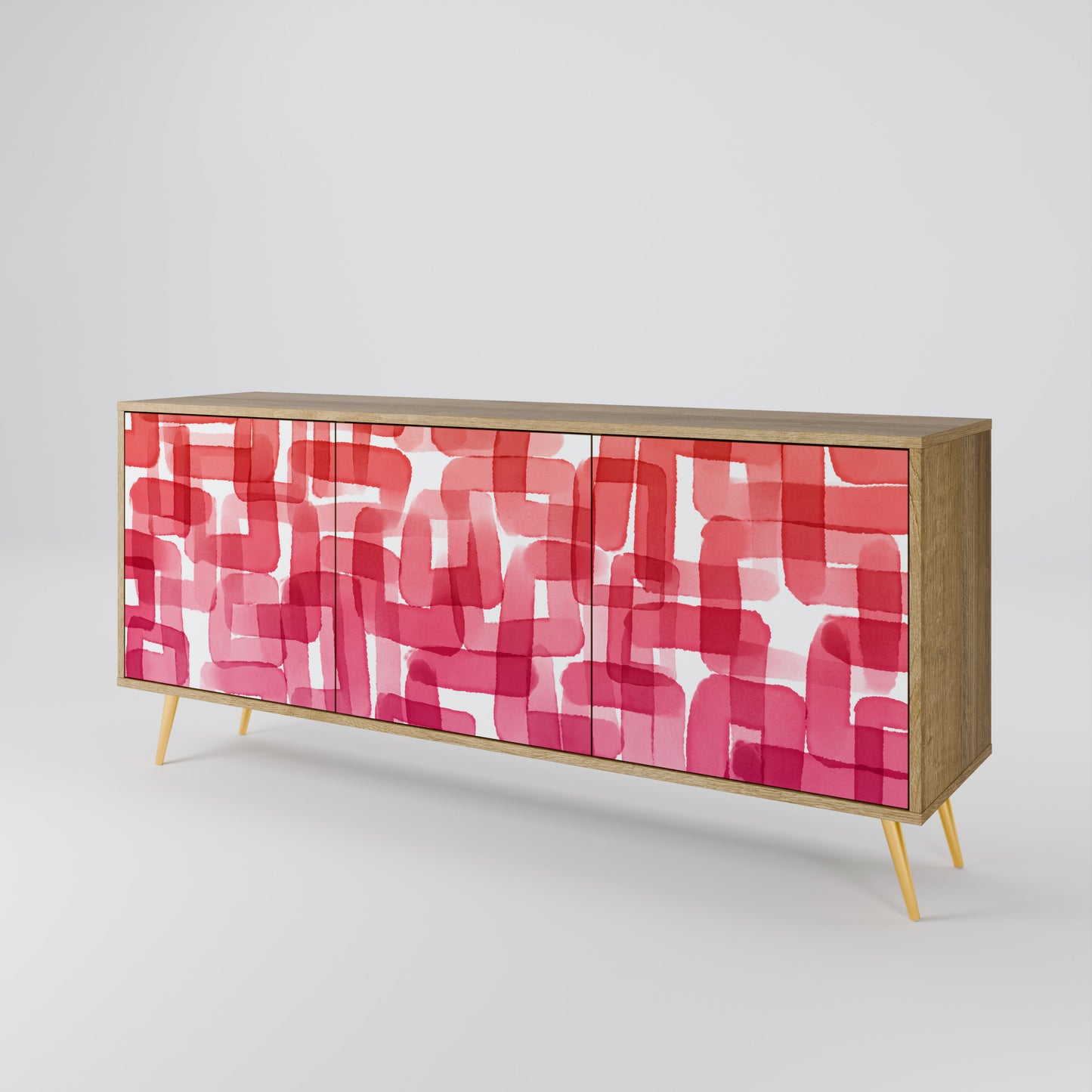 KALEIDOSCOPIC CUBISM 3-Door Sideboard in Oak Effect