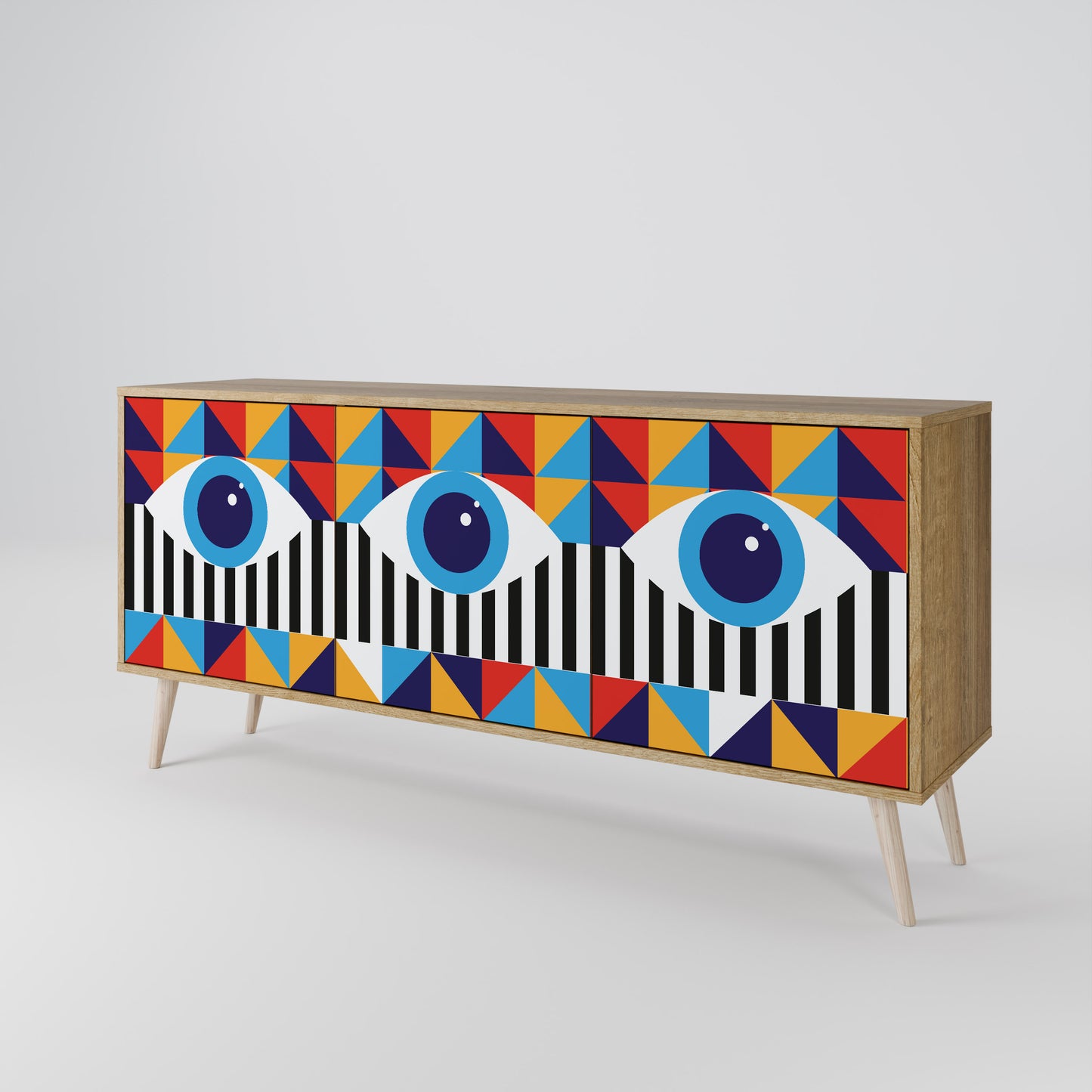 ABSTRACTION AND GEOMETRY 3-Door Sideboard in Oak Effect