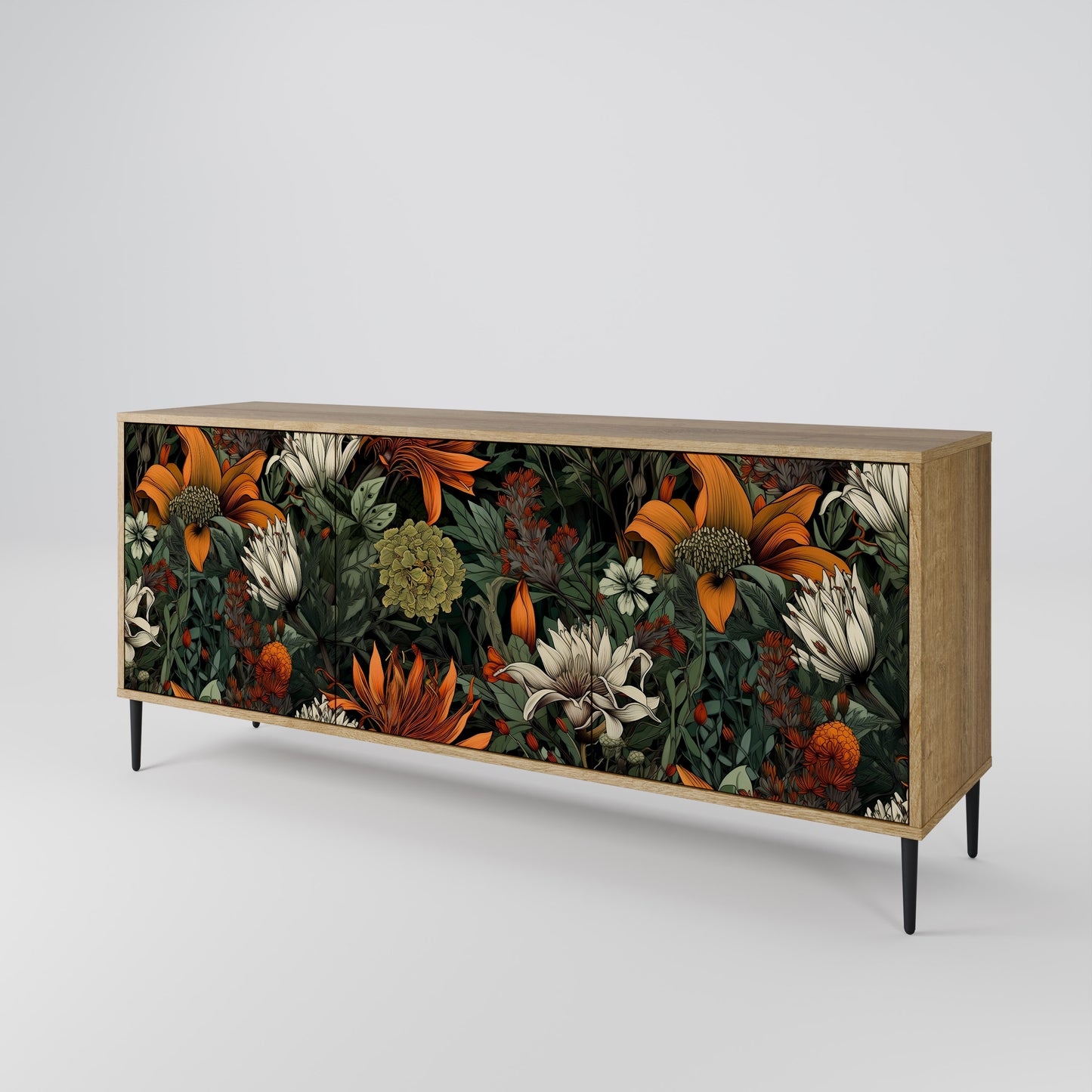 MIDNIGHT SPROUT 3-Door Sideboard in Oak Effect