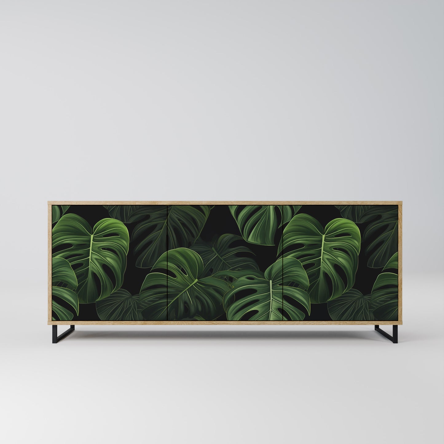 INFINITE MONSTERA 3-dörrars skänk i ekeffekt